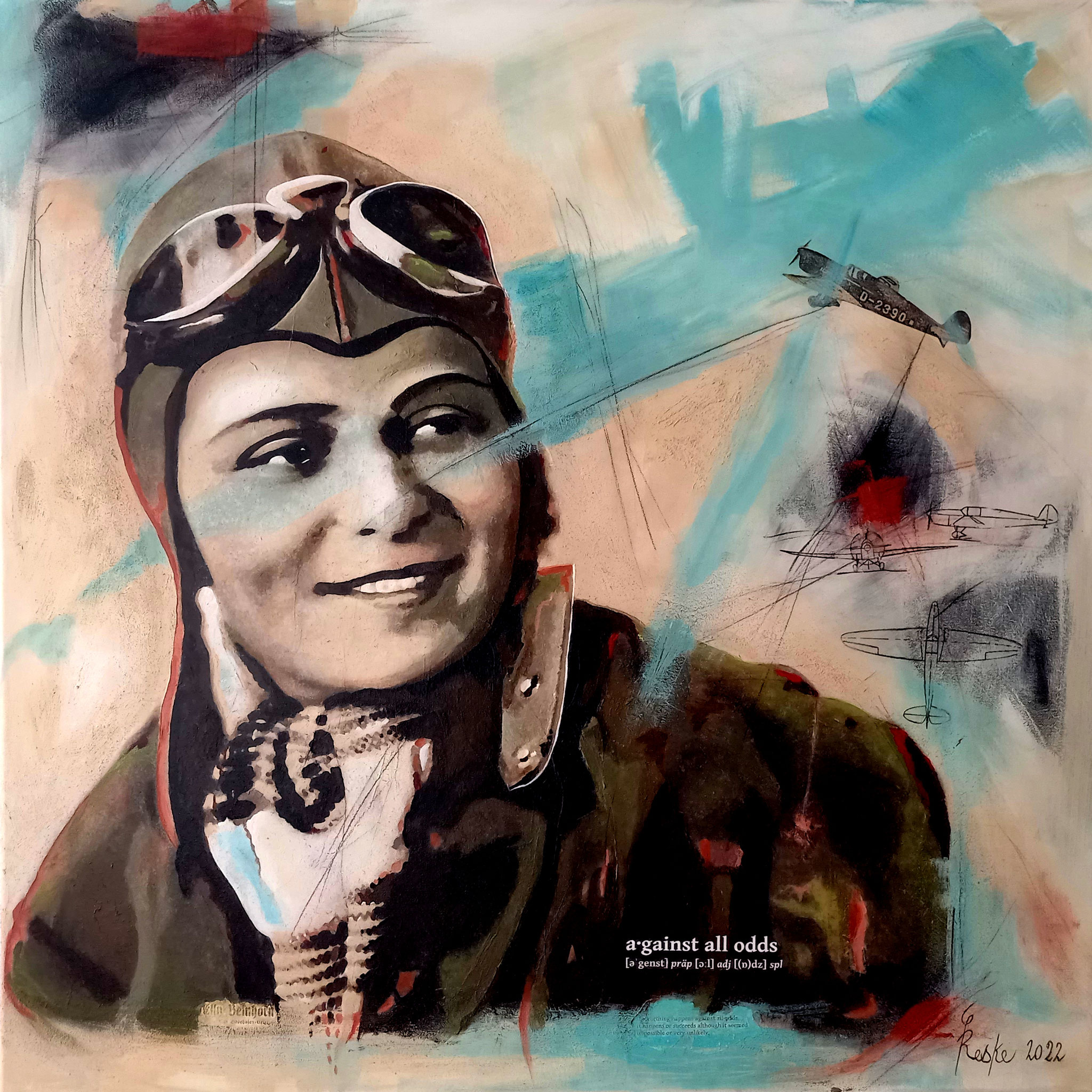 Elly Beinhorn I - against all odds - 100x100 cm