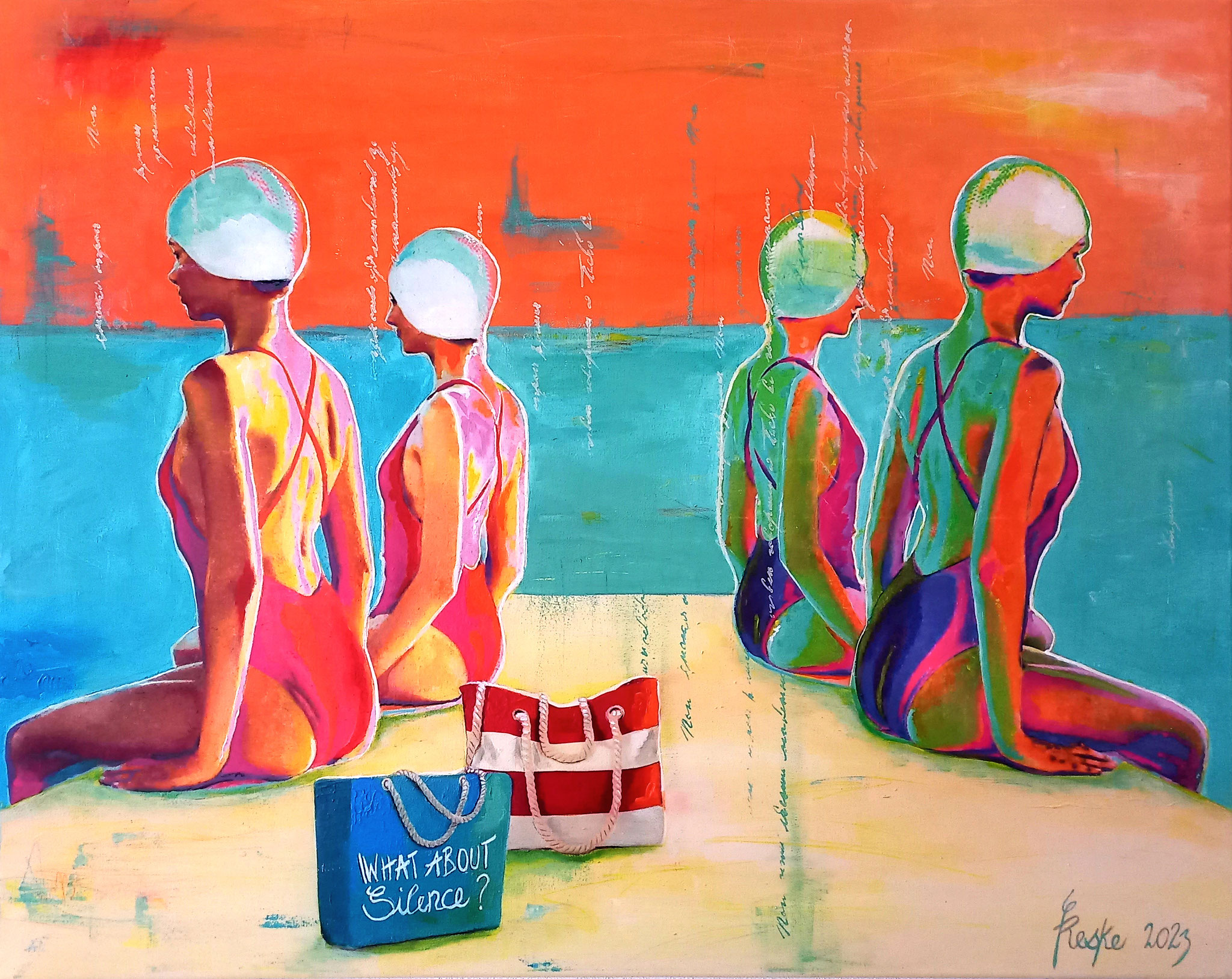 Die Badenden VII - what about silence? - 70x90 cm - INTERNATIONALER KUNSTPREIS