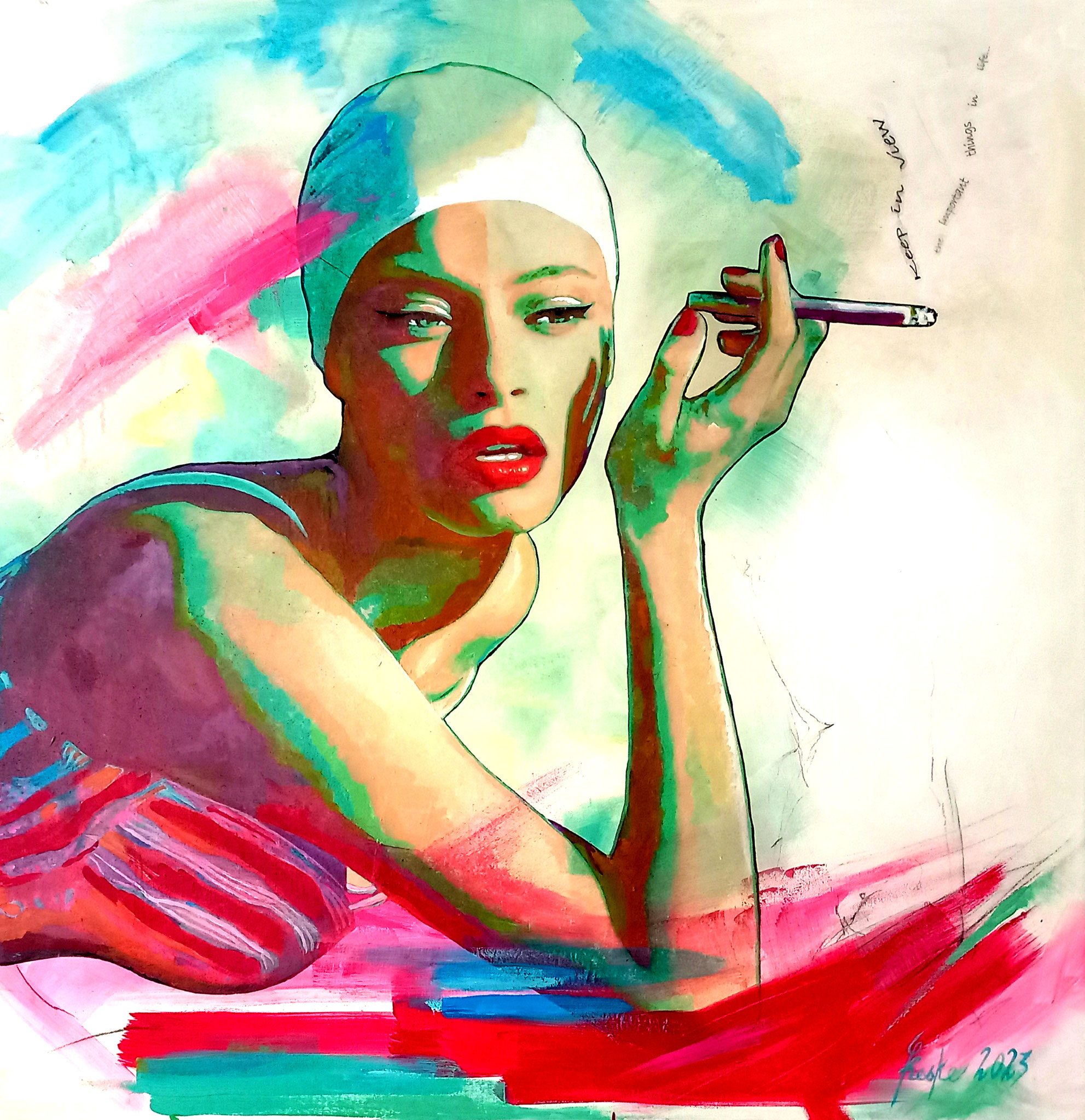 Die Badende II - keep in view... - 90x90 cm - INTERNATIONALER KUNSTPREIS