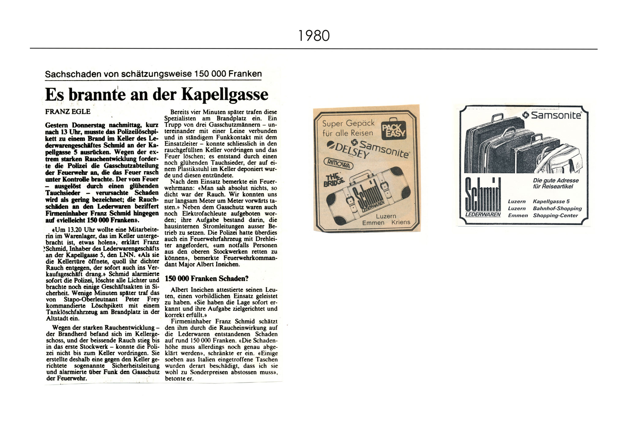 Zeitungsartikel vom Brand