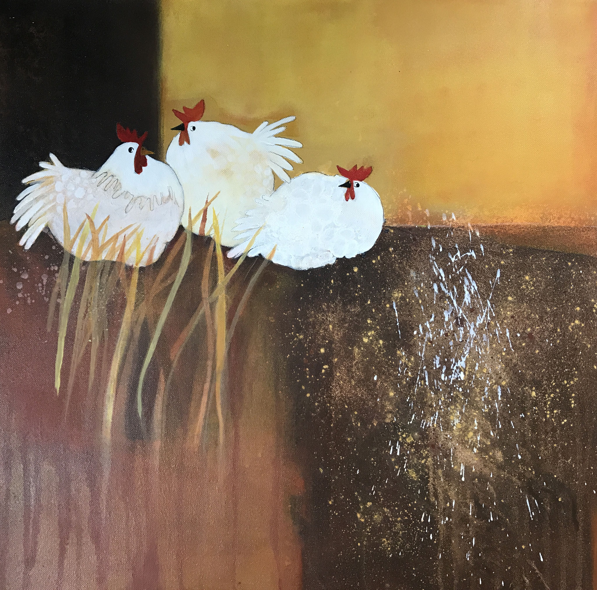 Hühner Acryl , 60x60