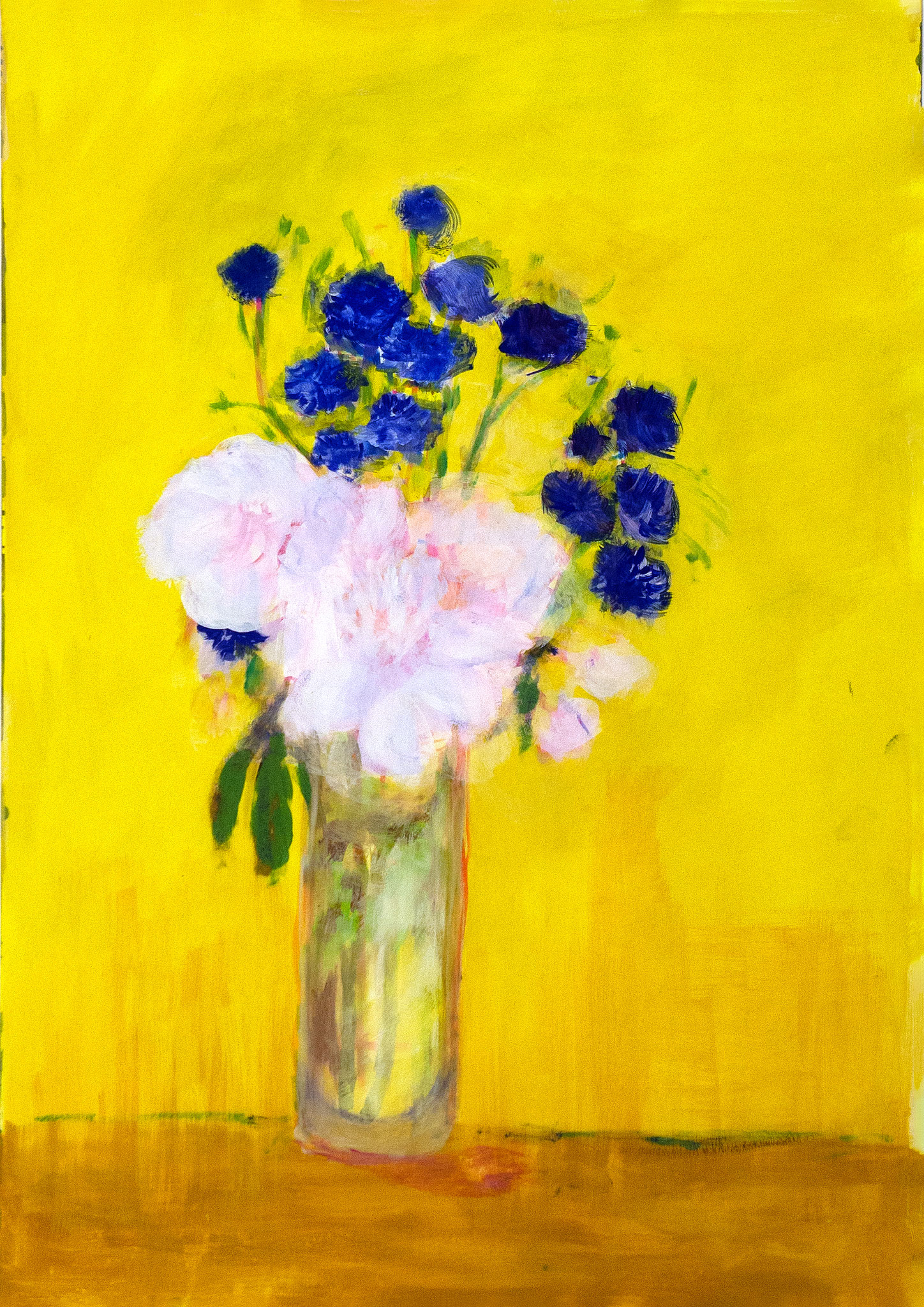 Pfingstrosen und Kronblumen, Gouache auf Papier, 59x42, 2020