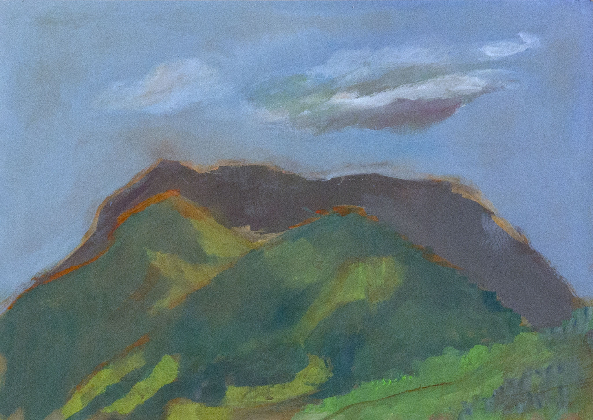 Gen Abend im Sommer in Reit im Winkl, Gouache auf Papier, 29,5x42, 2020