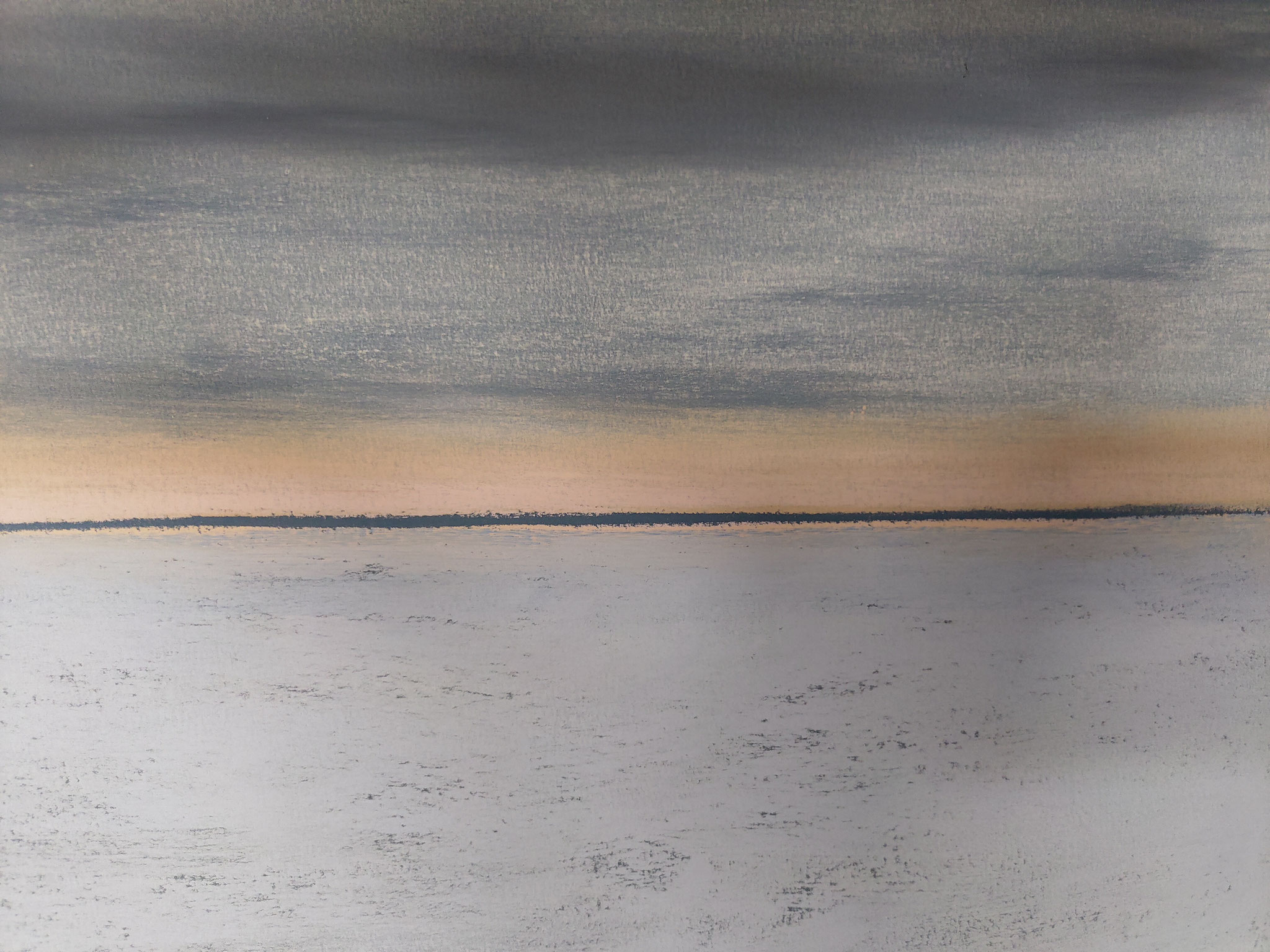 Lido in Venedig, November, I Blick auf die Adria, 2019, 30 x 40 cm, Softpastell
