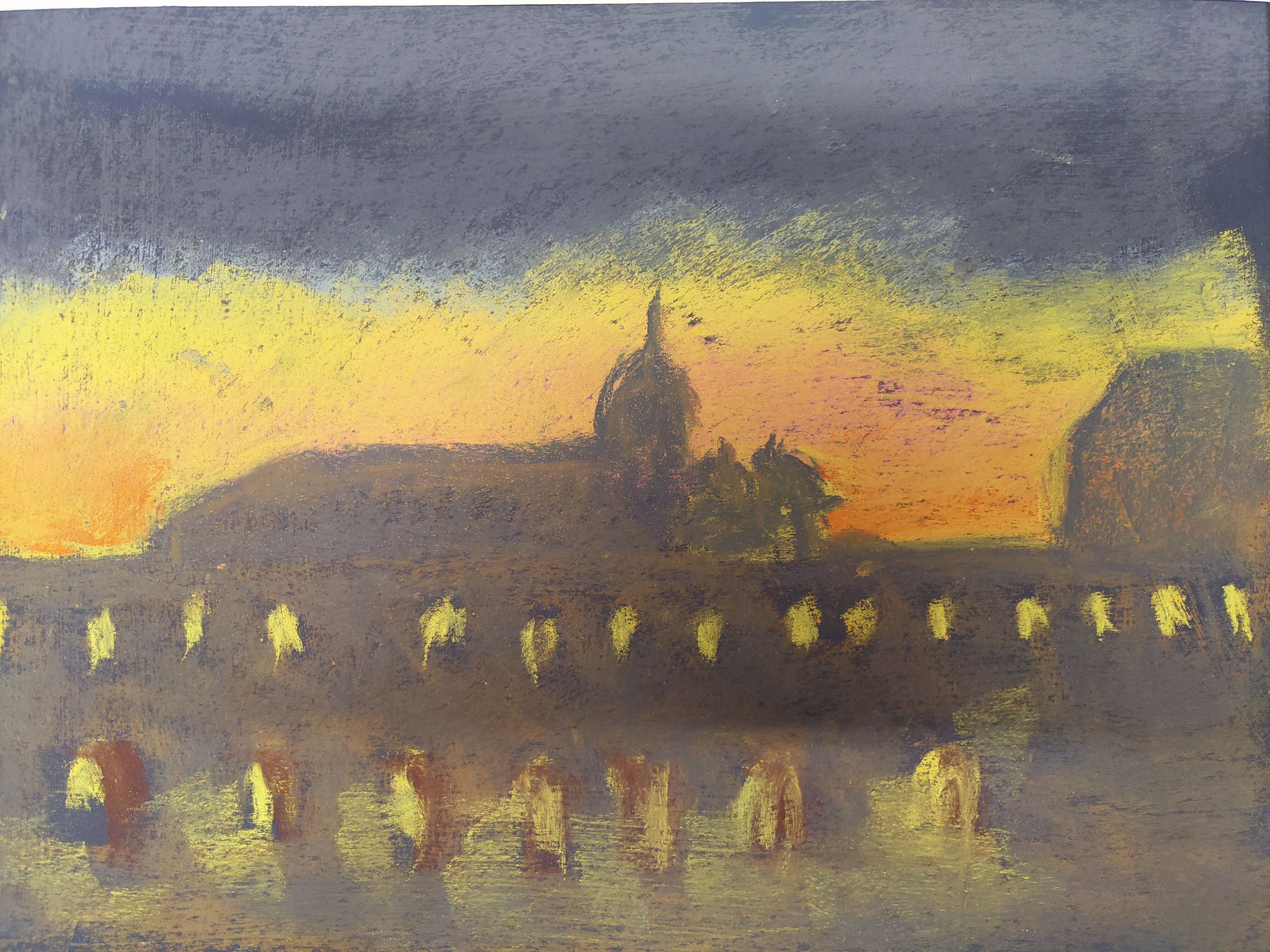 Venedig, November, XII Blick auf San Giorgio, 2019, 30 x 40 cm, Softpastell