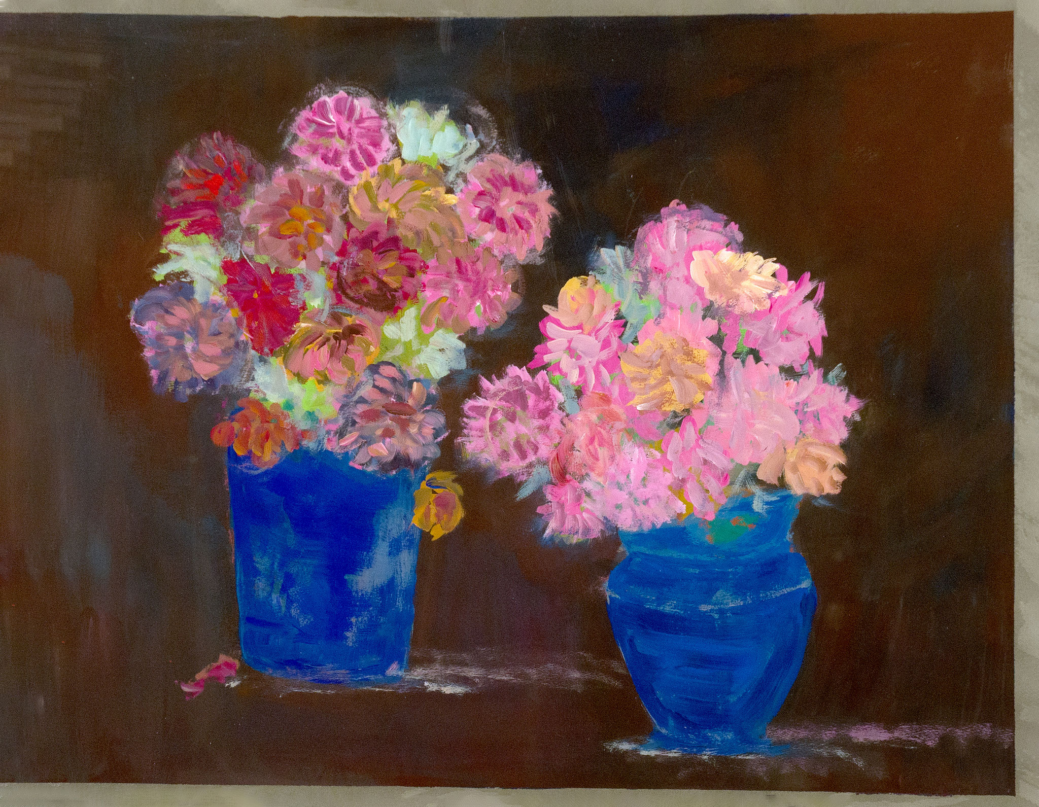 Dahlien, Gouache auf Papier, 50x64, 2020