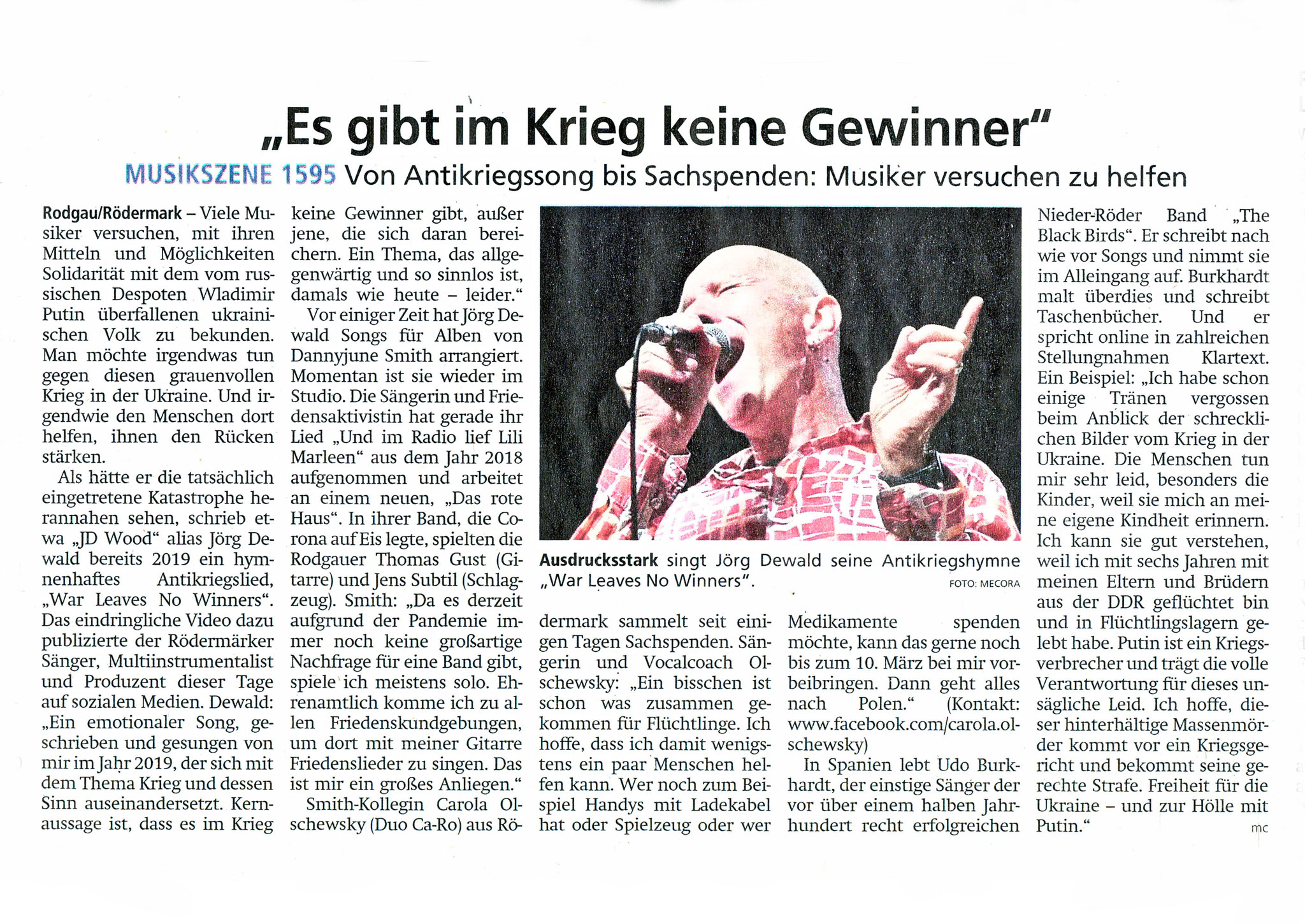 Artikel Offenbach Post, 5. März 2022