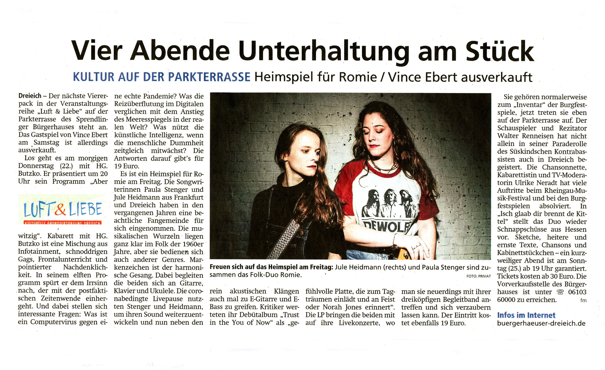 Artikel Offenbach Post, 21. Juli 2021