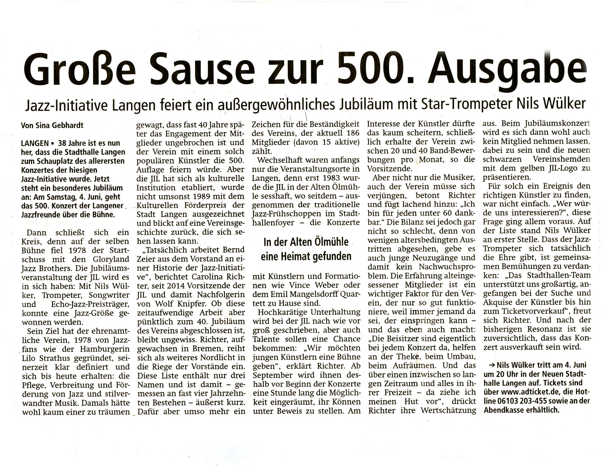 Offenbach Post, 26. Mai 2016