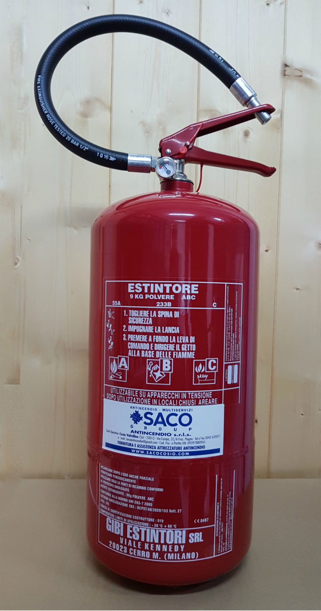 Estintore polvere ABC CE 9 kg.