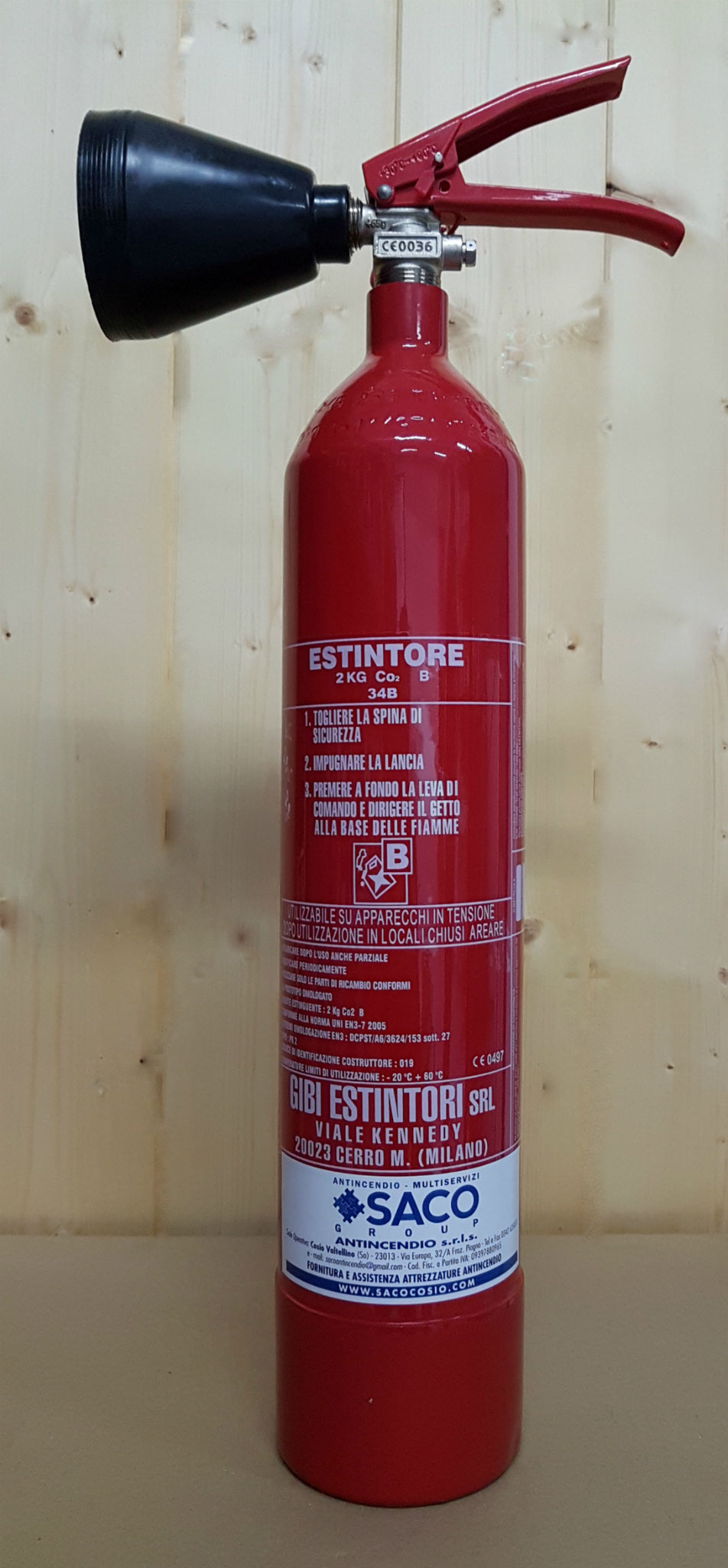 Estintore CO2 B CE 2 kg.