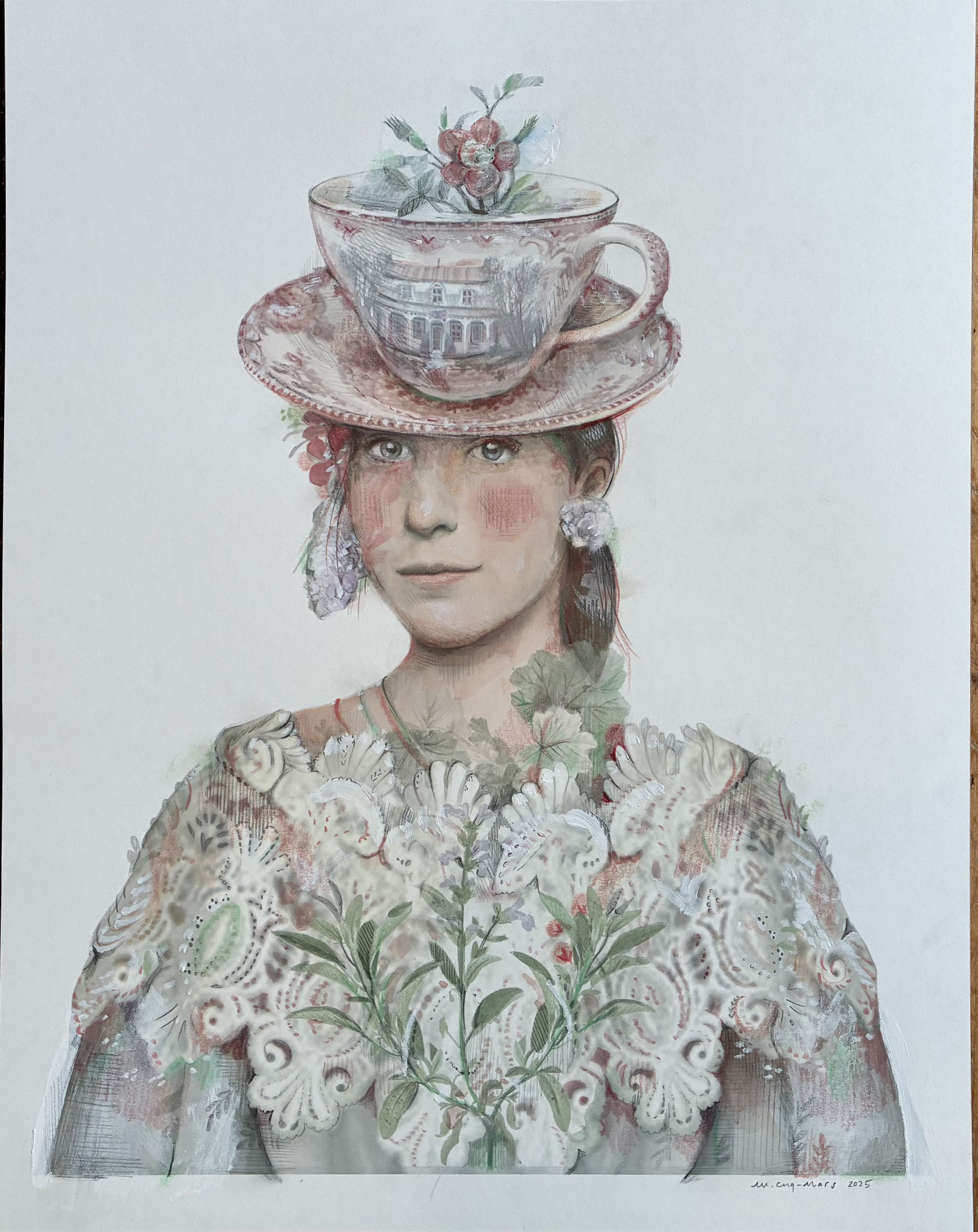 Portrait d’auteure illustré par Mathilde Cinq-Mars pour les éditions Marchand de feuilles, 2025 (PETITE NATURE).