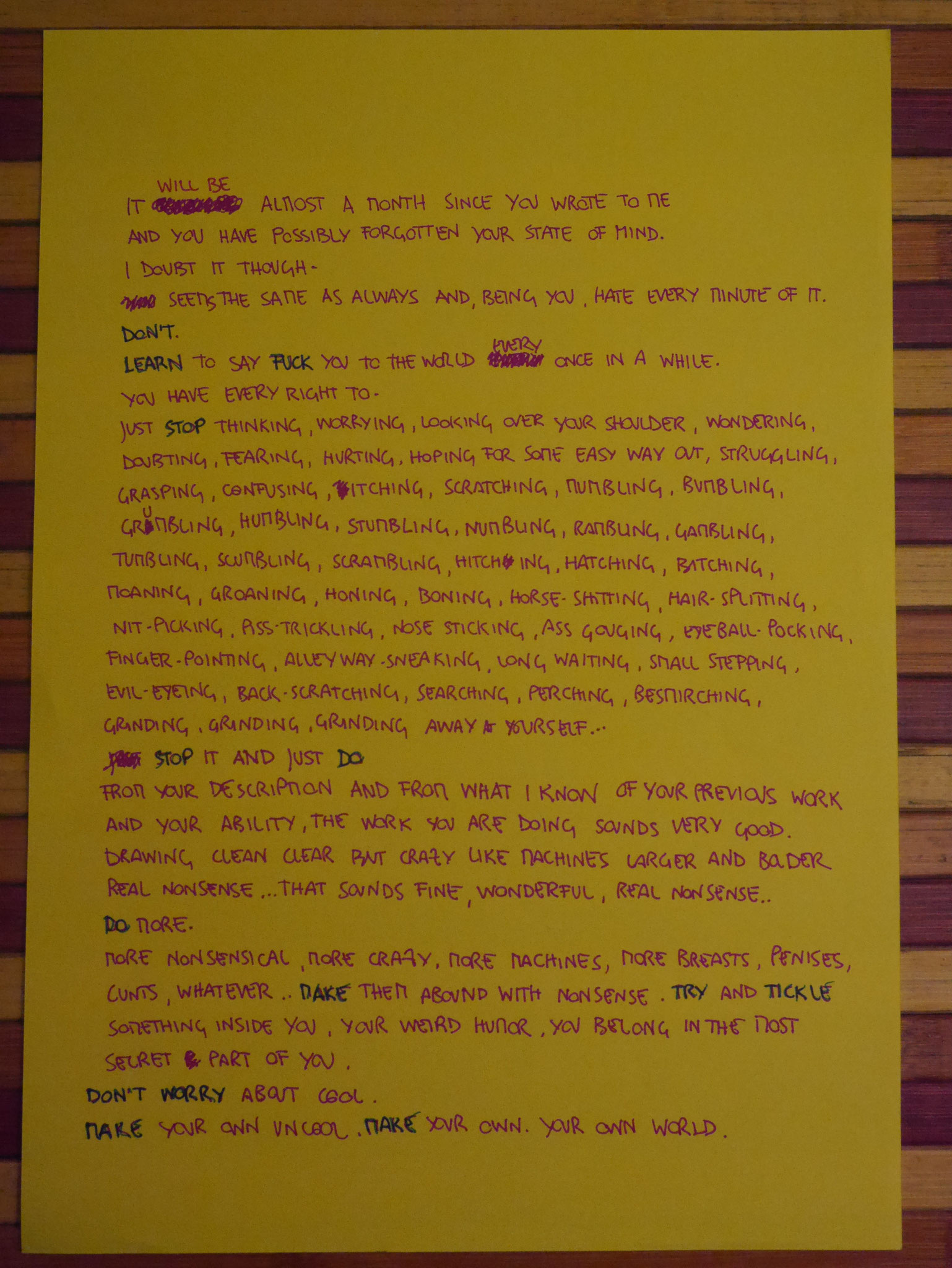 A letter written by SOL LEWITT to EVA HESSE, read by BENEDICT CUMBERBATCH, known thanks to EMMA DAL BIANCO