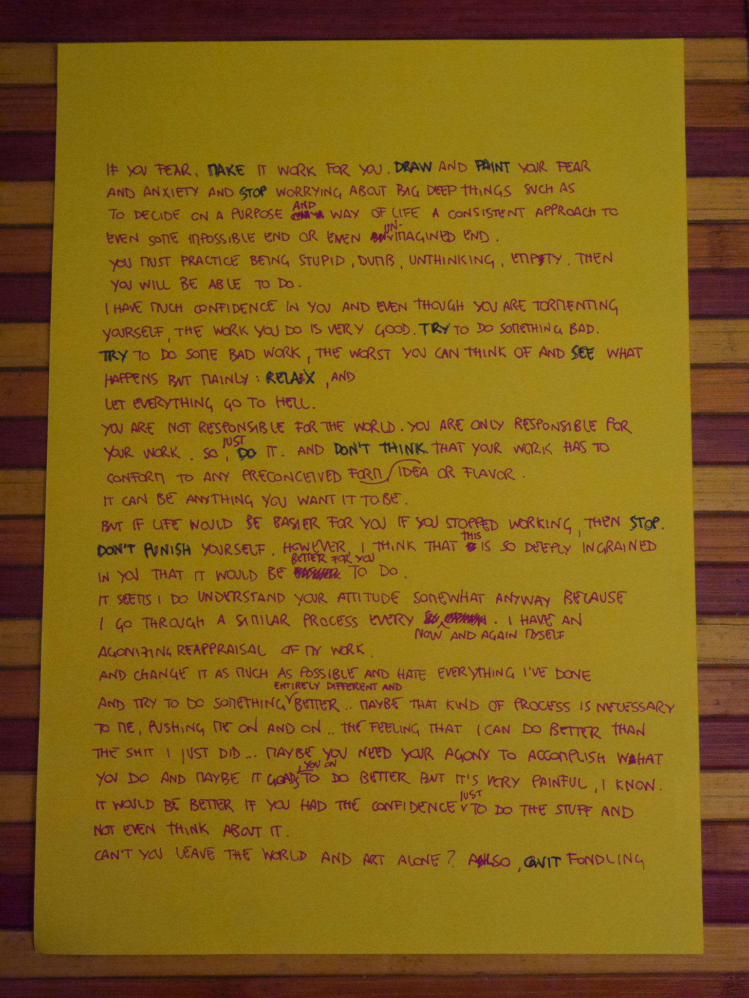 A letter written by SOL LEWITT to EVA HESSE, read by BENEDICT CUMBERBATCH, known thanks to EMMA DAL BIANCO