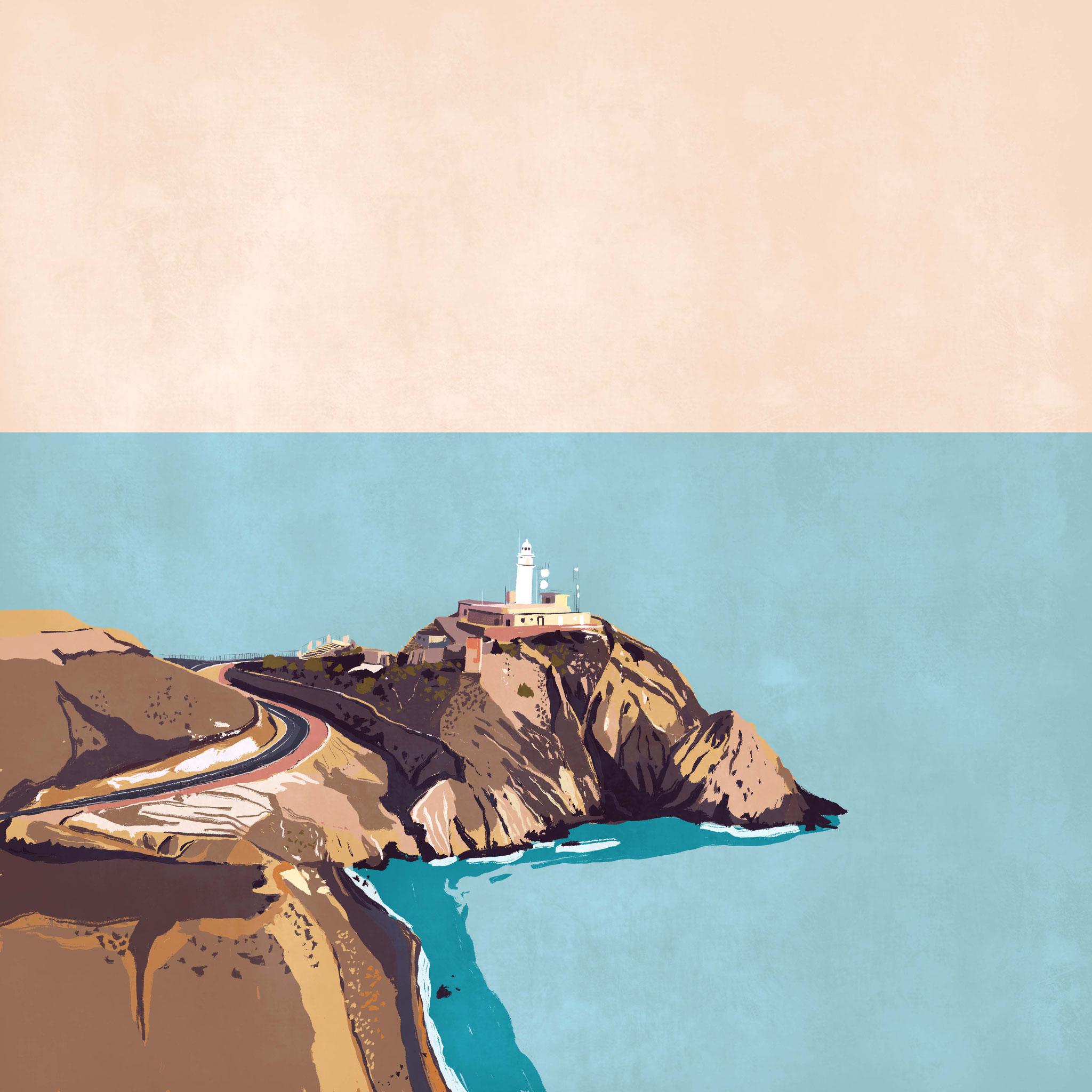 "Faro del Cabo de Gata",  Estampación digital, 50 x 70 cm  y  30 x 42,6 cm.