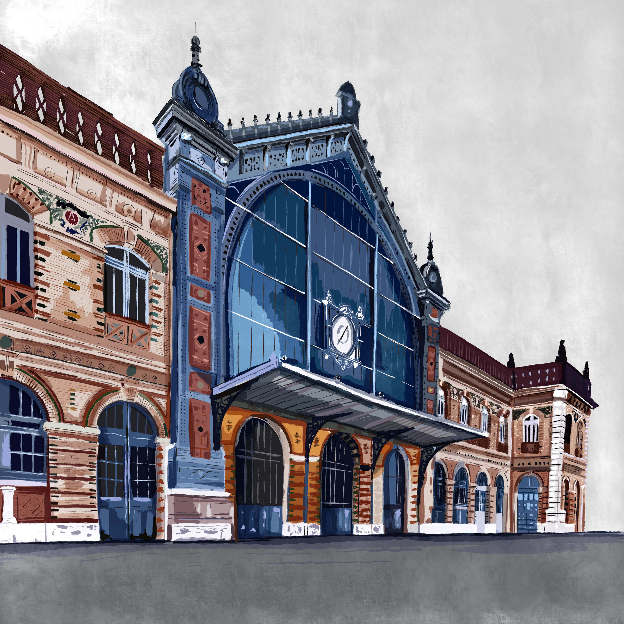 "Estación Ferrocarril",  Estampación digital, 50 x 70 cm  y  30 x 42,6 cm.