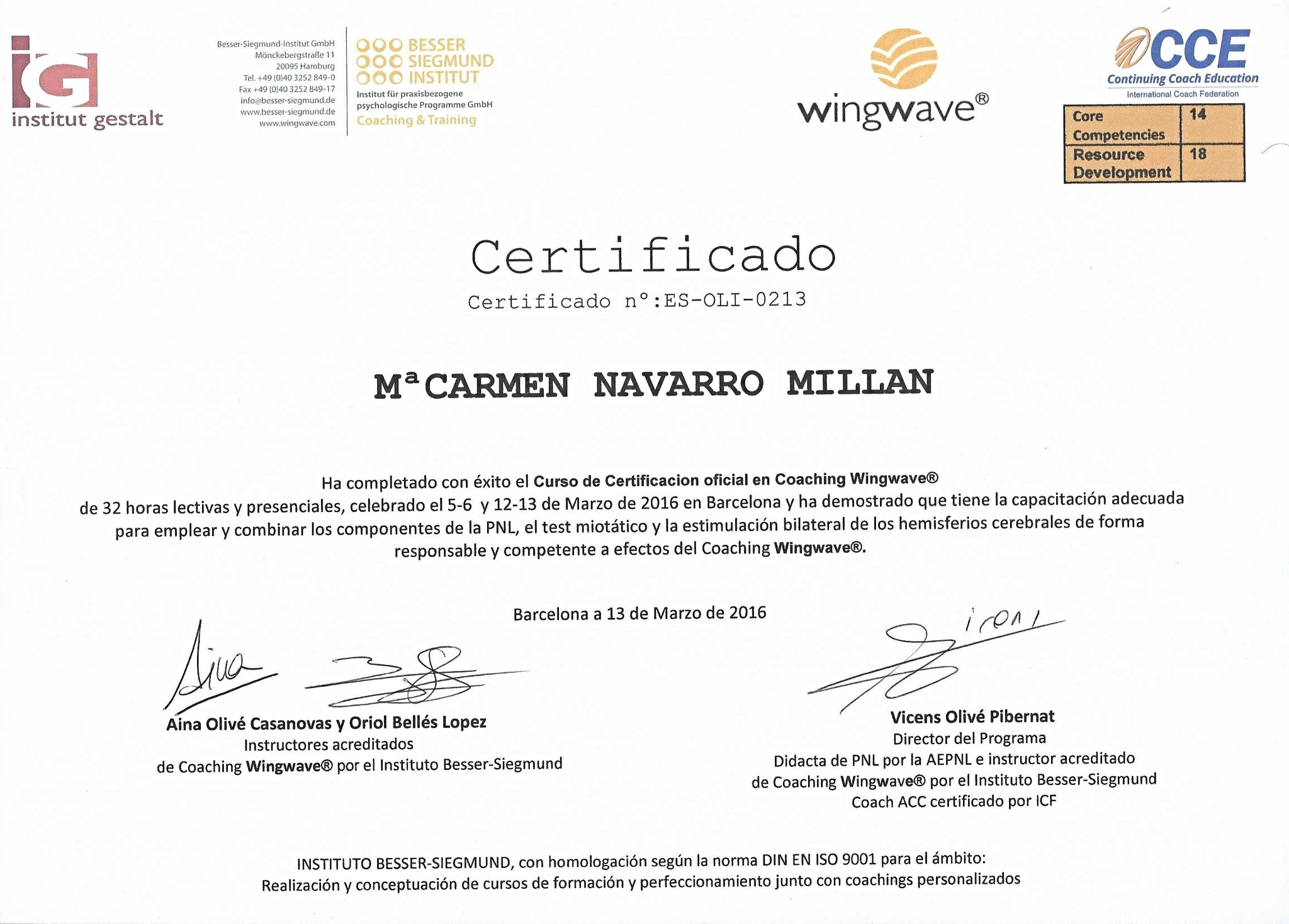 Certificada en coaching wingwave®