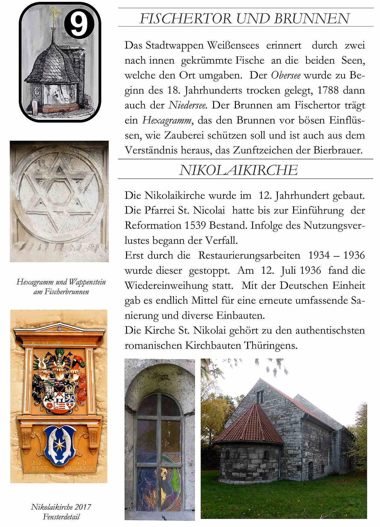 Nicolaikirche und Fischerbrunnen in Weißensee Text und Bilder