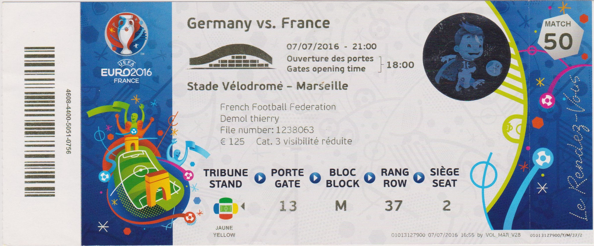 Euro 2016 : France - Allemagne ( 1/2 Finale)