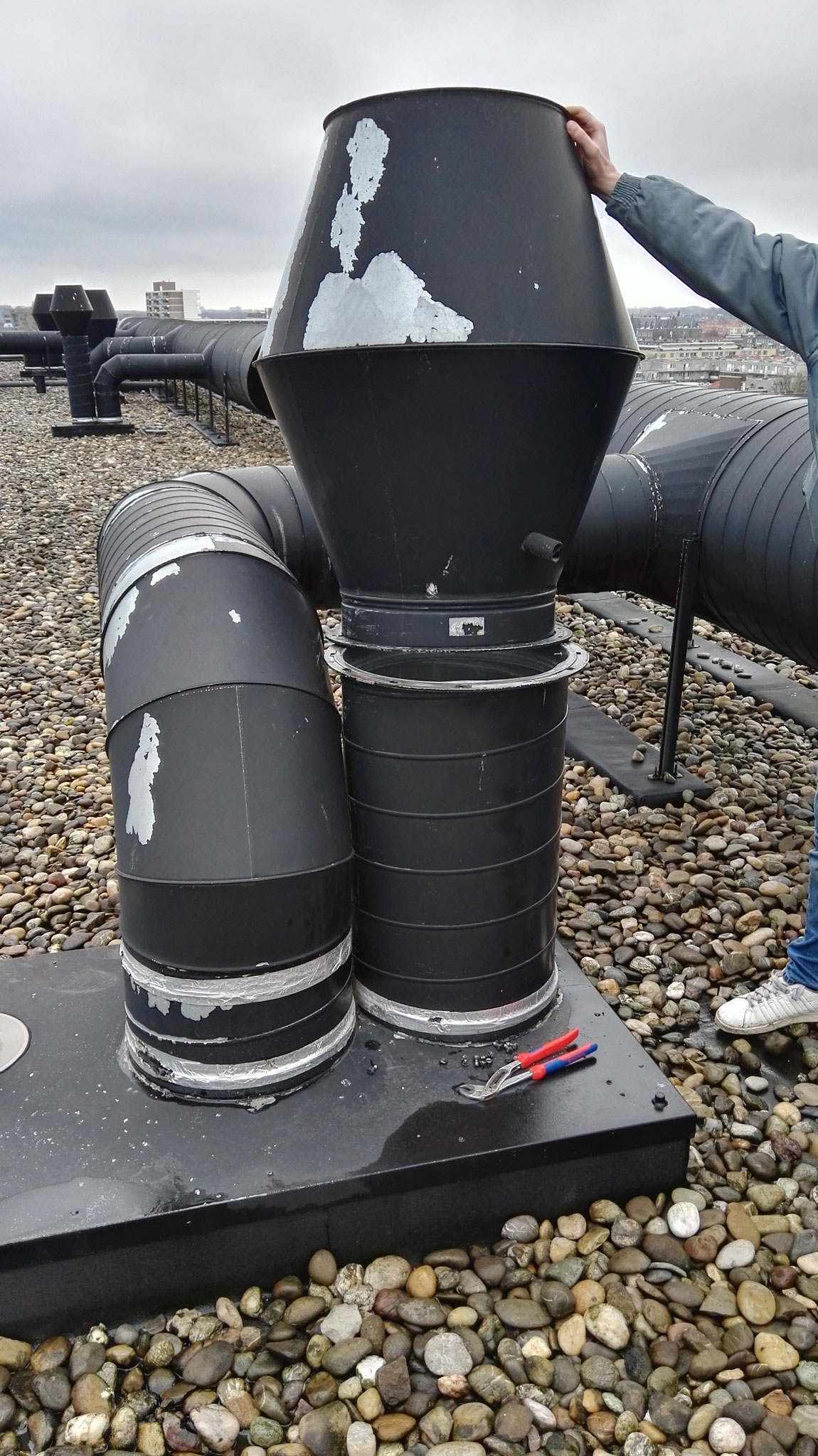 Gemeenschappelijke stijgkanalen van WTW systemen