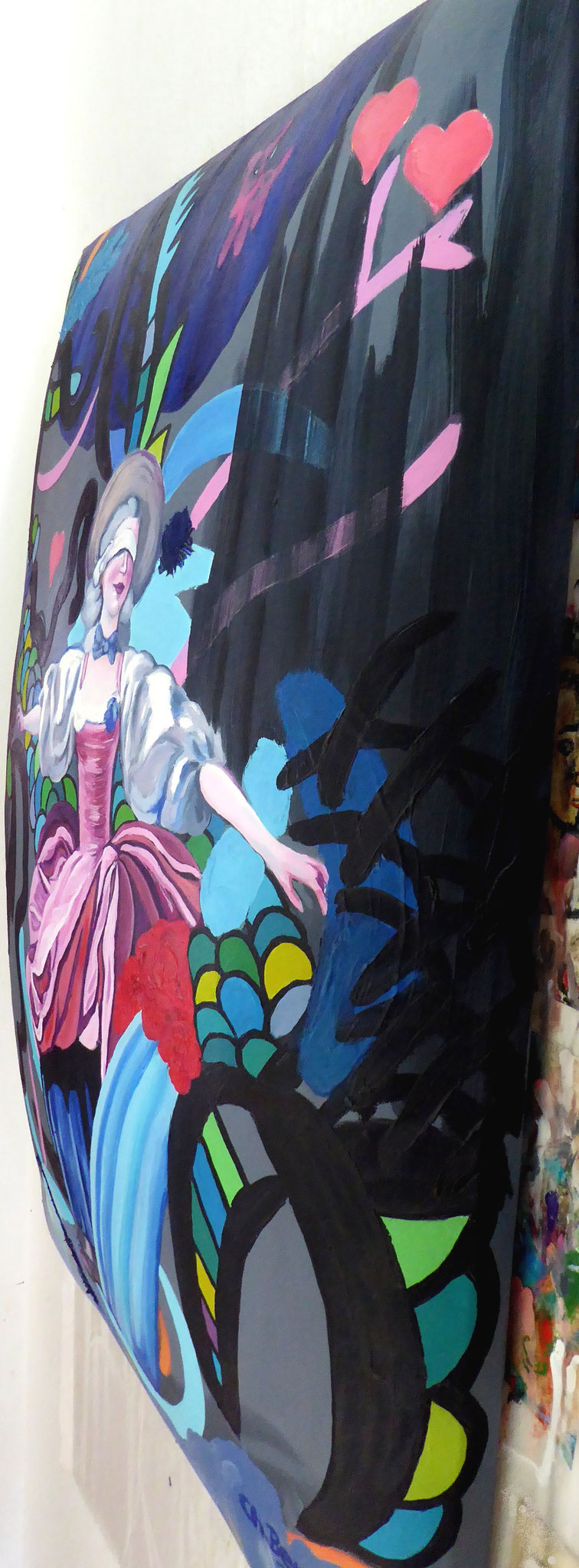 Eine von 60 Matratzenleinwänden - "Herzekrank" 2010. Öl auf gepolsterter Leinwand, 70x100cm © Christian Benz 