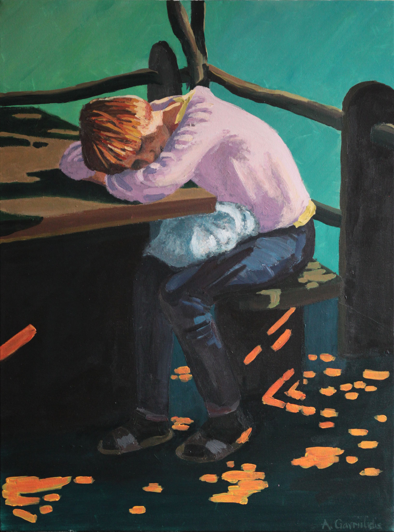 Frau in der Sonne, Acryl auf Leinwand, 60cm x 80cm
