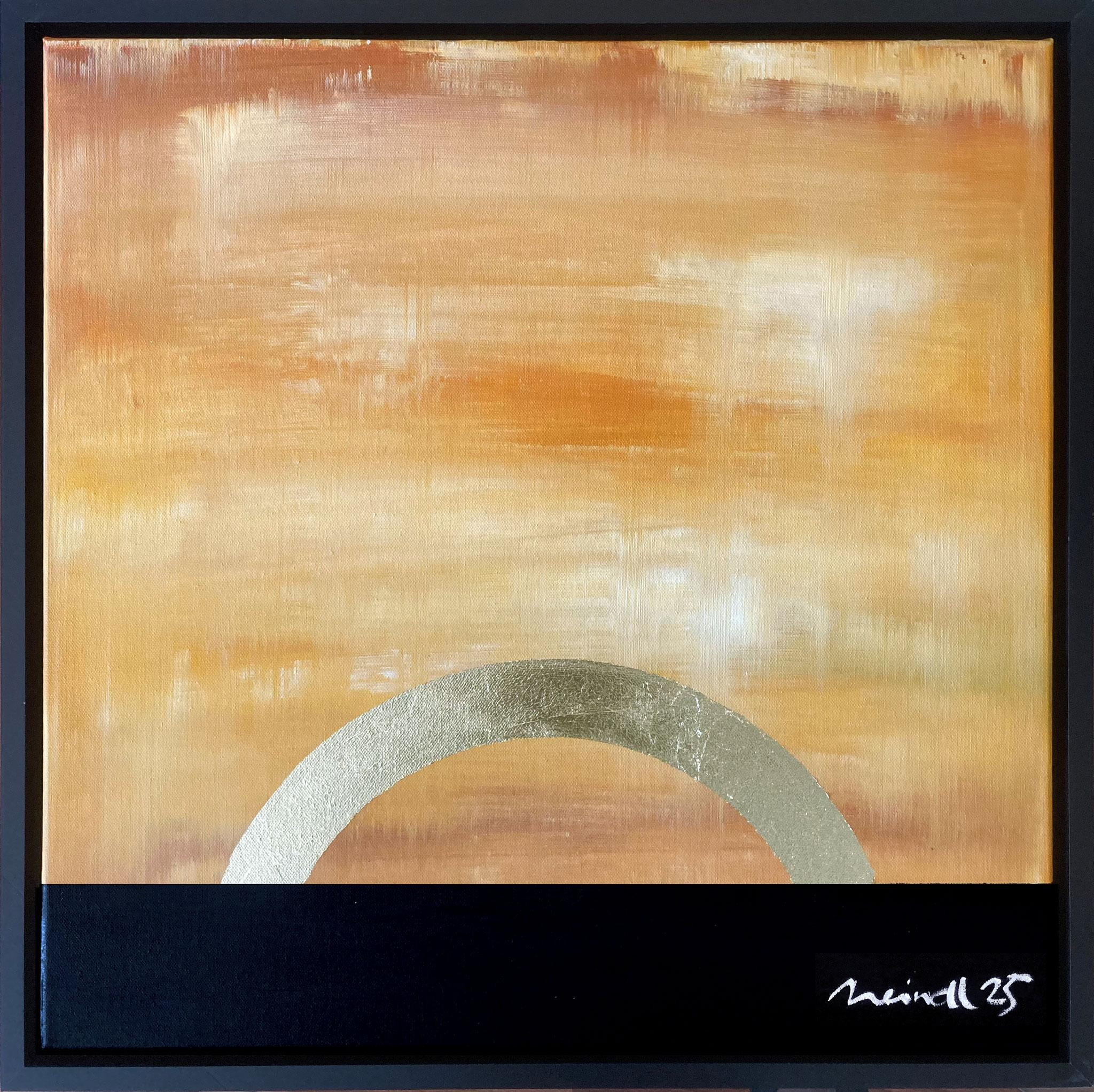 Abendsonne, 50 x 50 cm, Acryl auf Leinwand, Blattgold, 2025