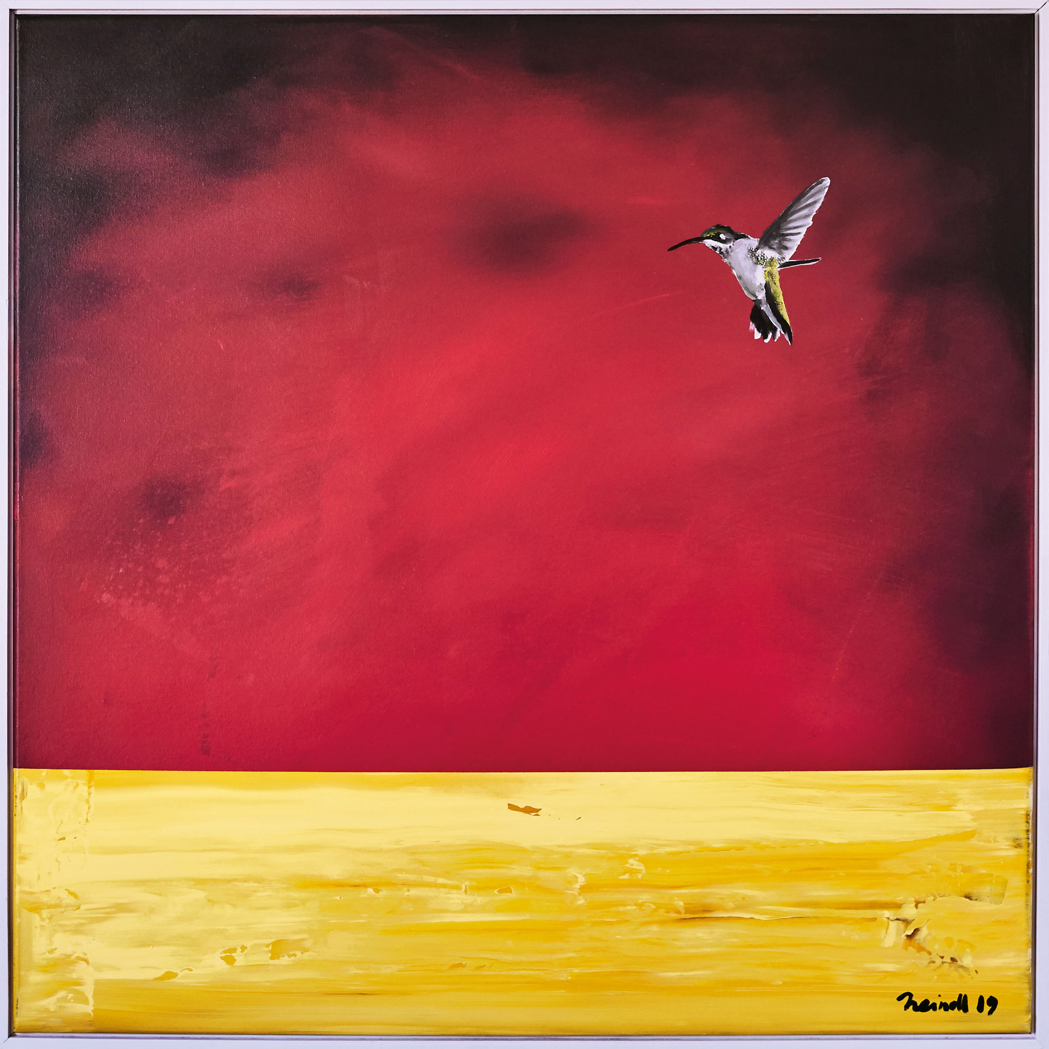 ›Kolibri‹, Acryl auf Leinwand, 102,5 x 102,5 cm, 2019