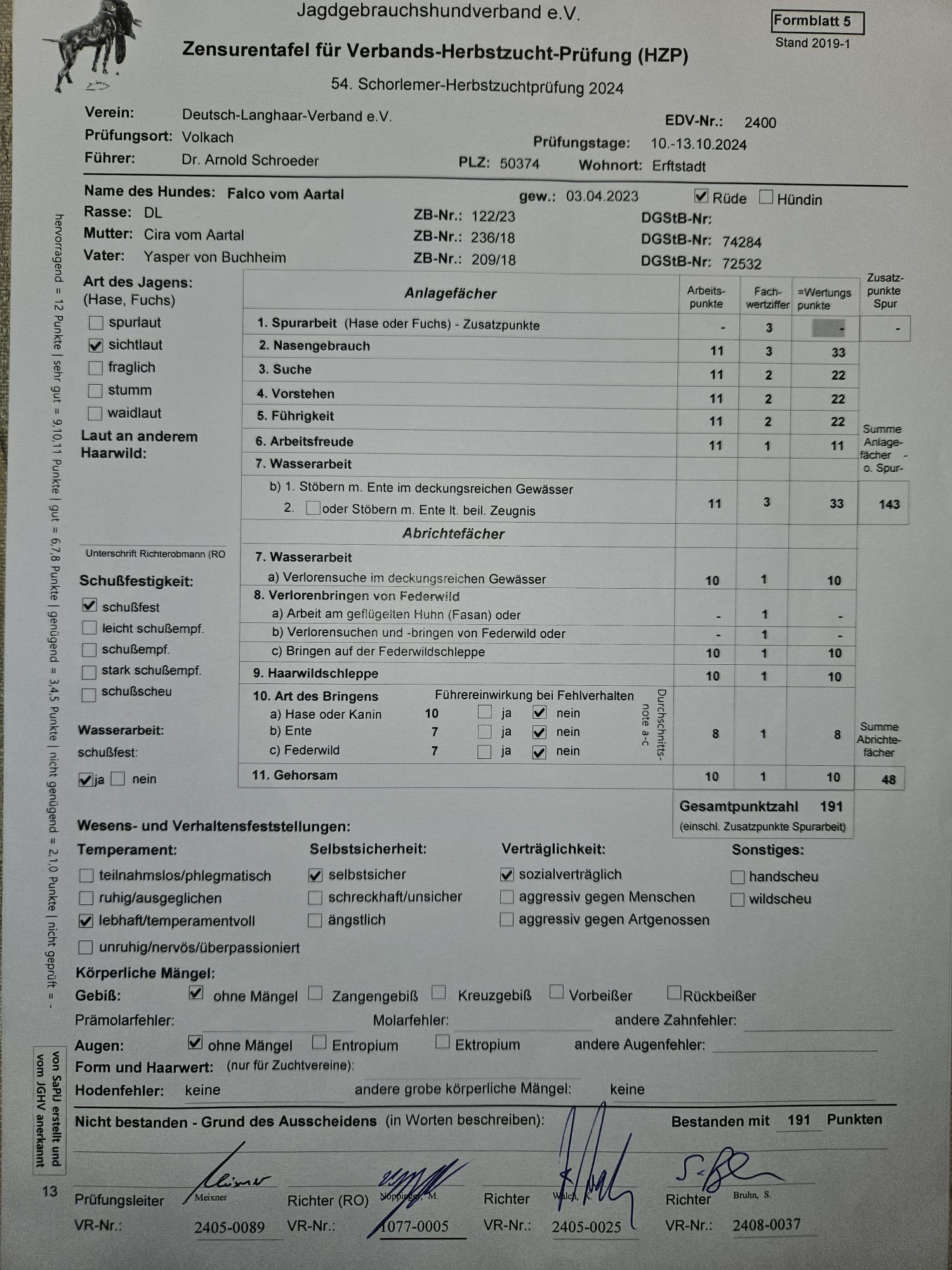 Schorlemer HZP Zeugnis