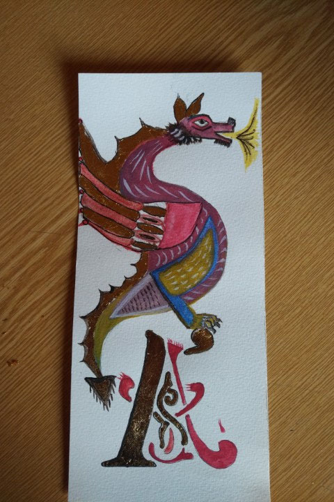 Atelier découverte de l'enluminure à l'occasion des Journées du Patrimoine en septembre 2024 réalisation par les stagiaires