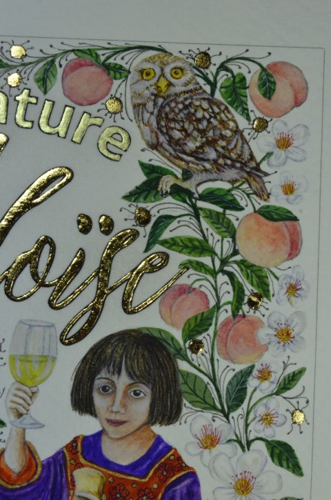 Enluminure création pour une étiquette de vin pour le domaine de l'Anchois réalisée par l'atelier sc-enluminure