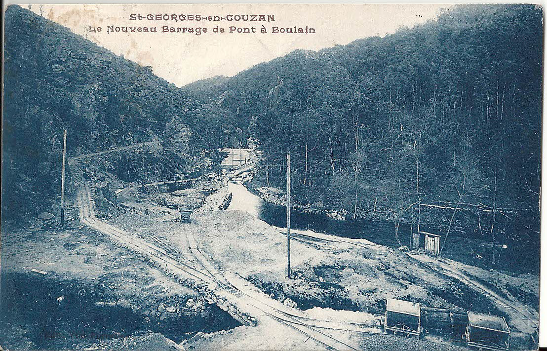 Le Barrage de Pontabouland en construction (Mise en eau en 1927)