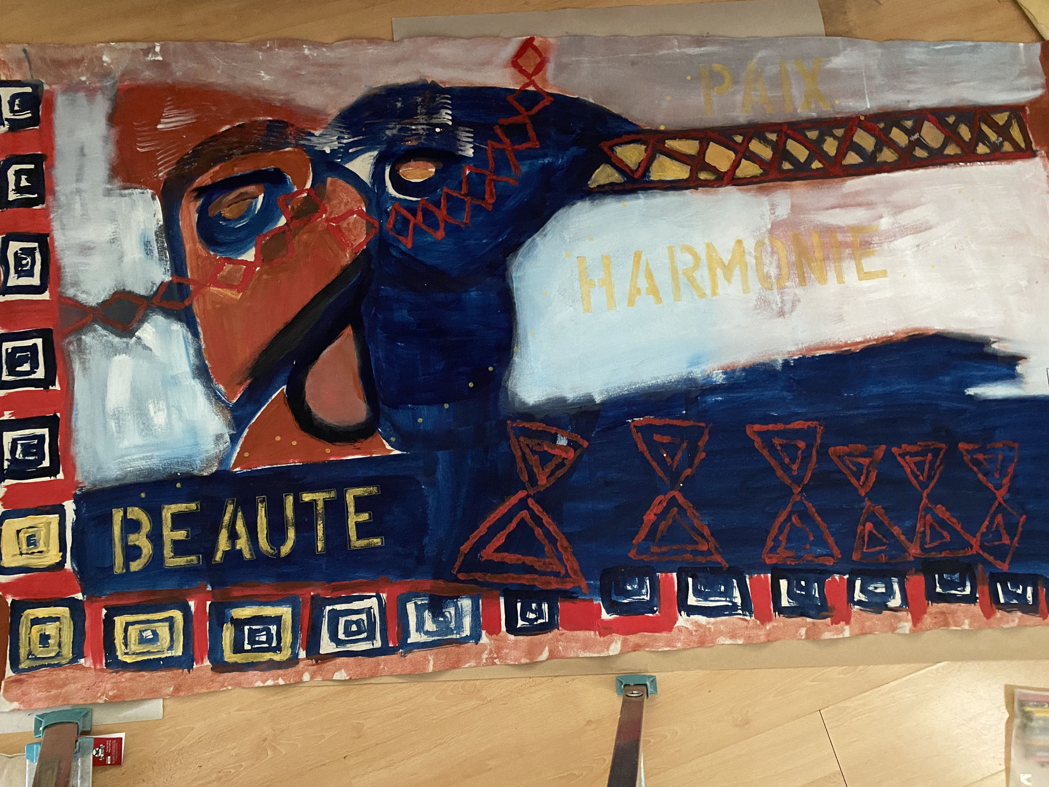 Zane Tatoo Exposition collective - Peinture d'après les textes de Daniel Caspar Association Vinaigre- acrylique sur toile 194*110 cm 2020 Panneau 1