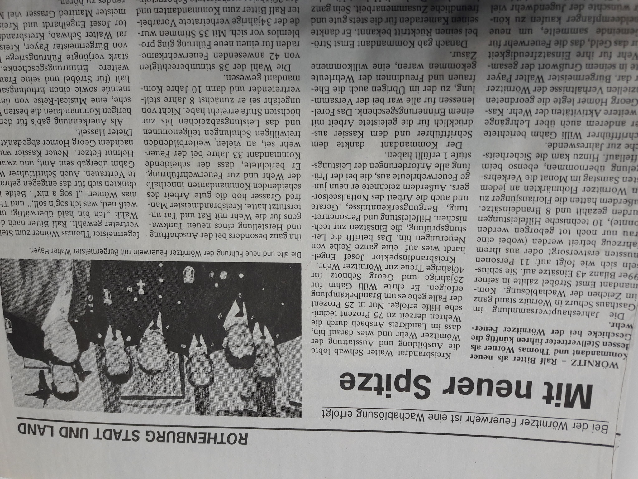 Zeitungsbericht zur Amtsübergabe