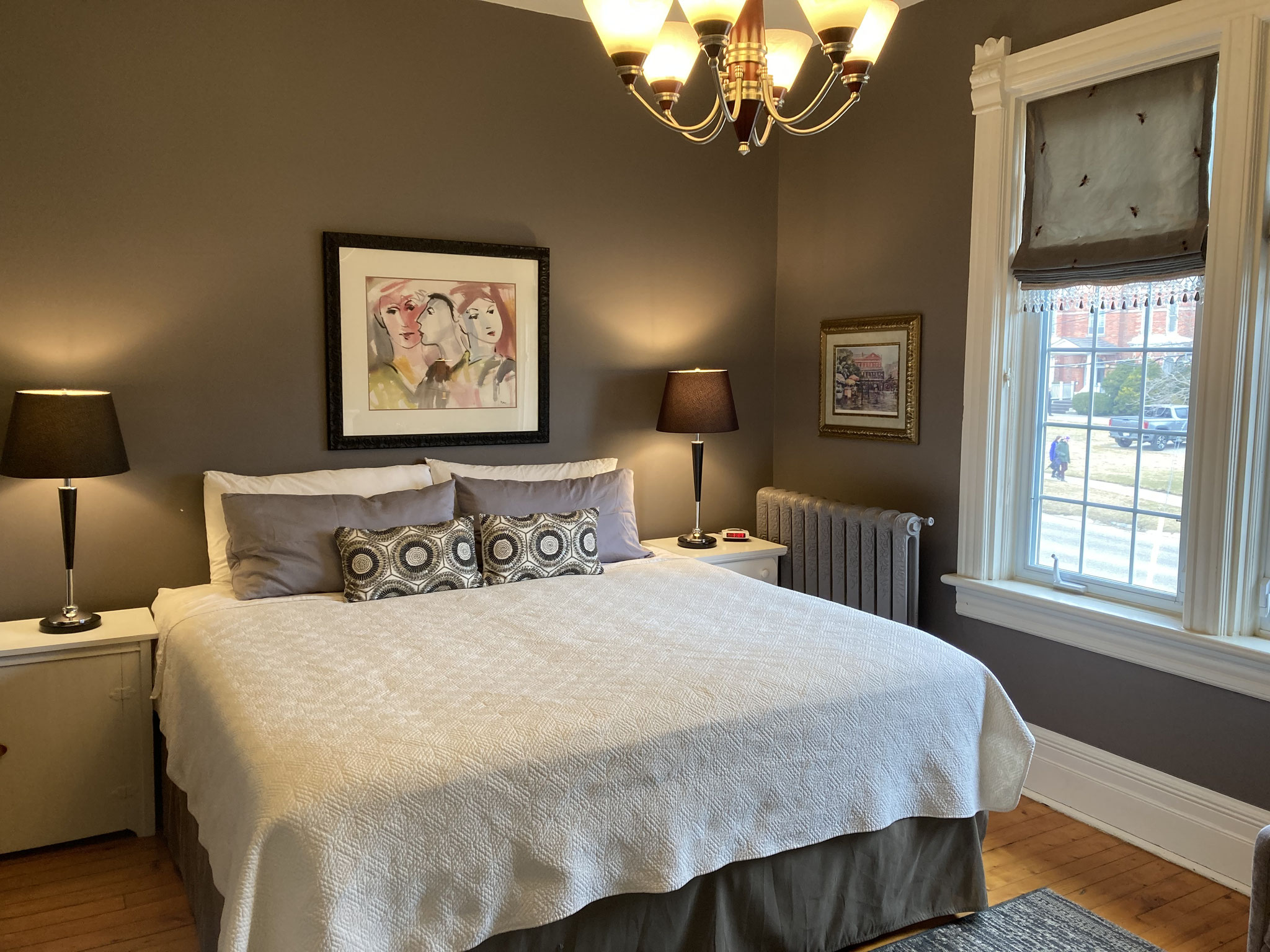Spacious principal bedroom in Jane's Suite at Danby House with a king-size bed and Roku streaming TV