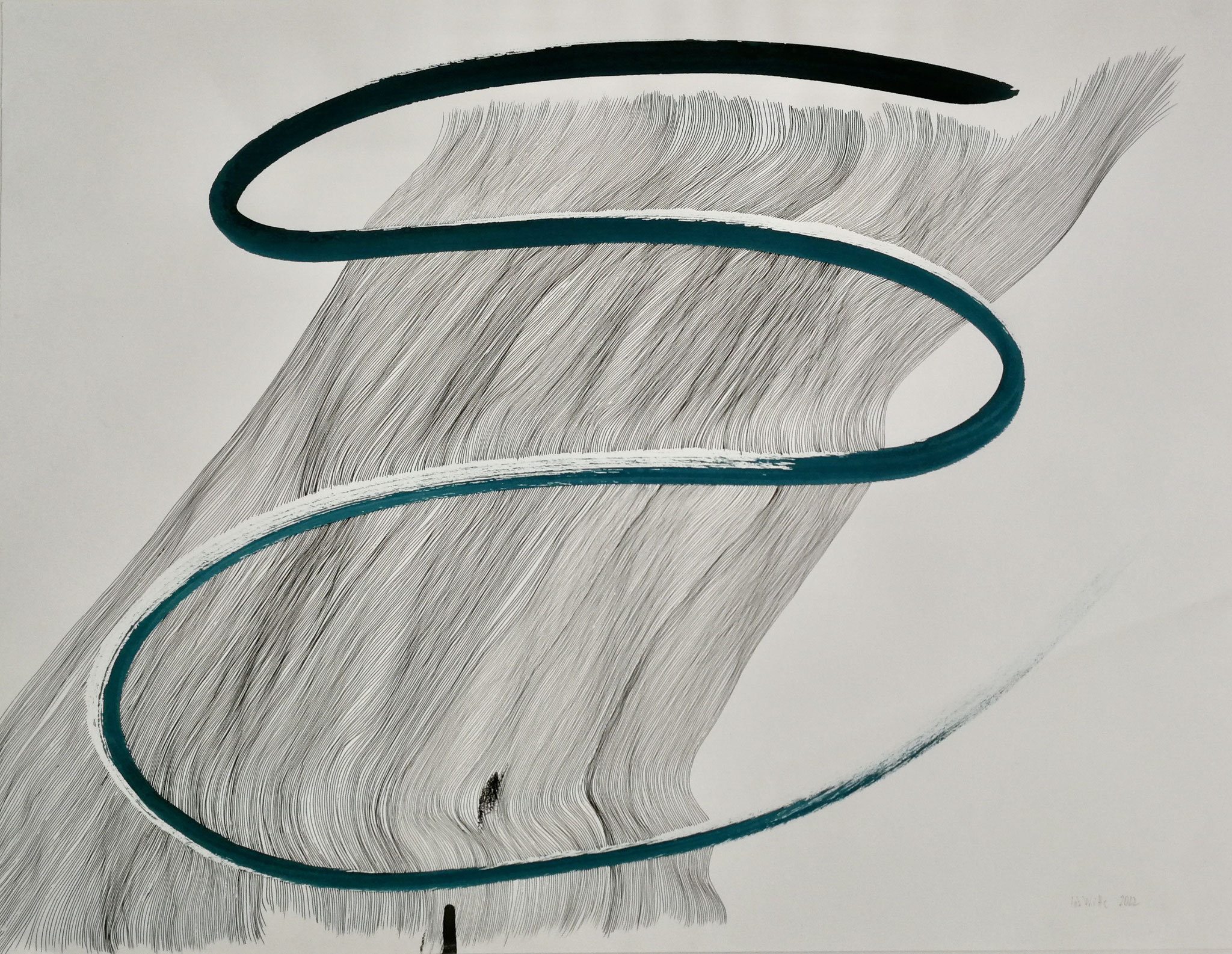 Fließen No2, 50x65cm, Federzeichnung, Tusche