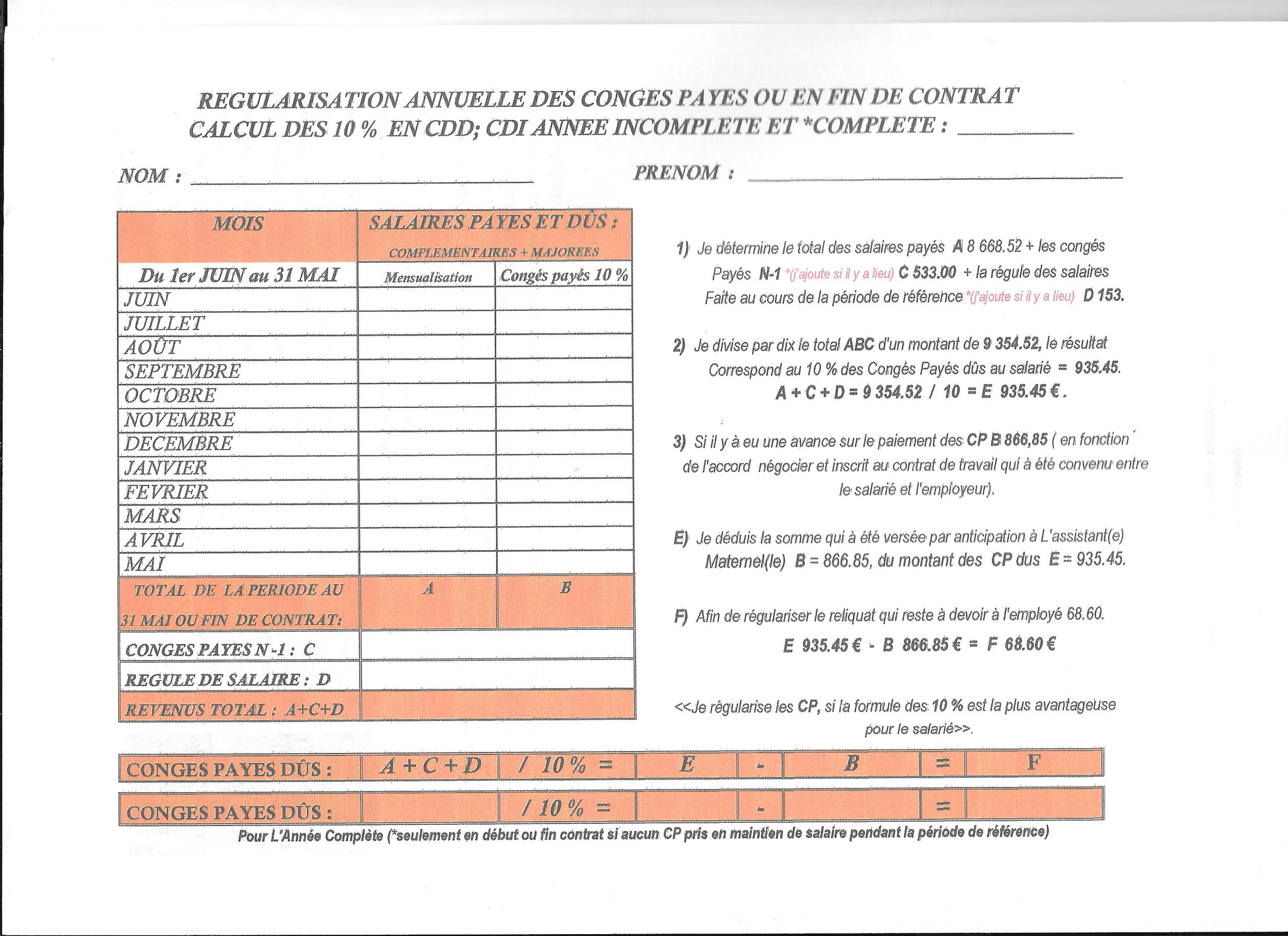 Comment Calculer Les Congés Payés En Année Incomplète LES CONGÉS PAYES EN 10% - Site de particulieremployeur !