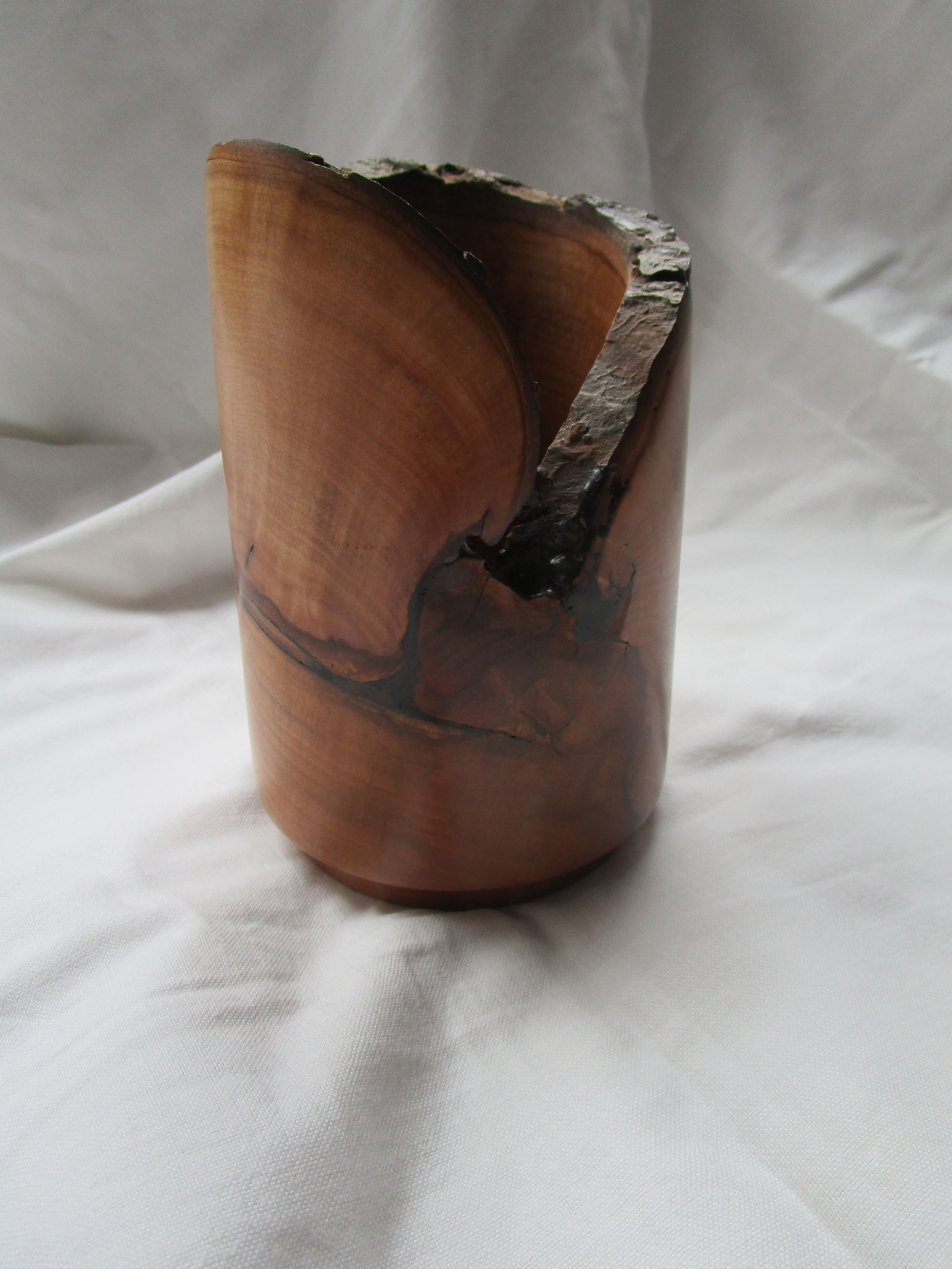 Vase zylindrisch Birnbaum morbid Ø 11 H 16 cm Nr.88