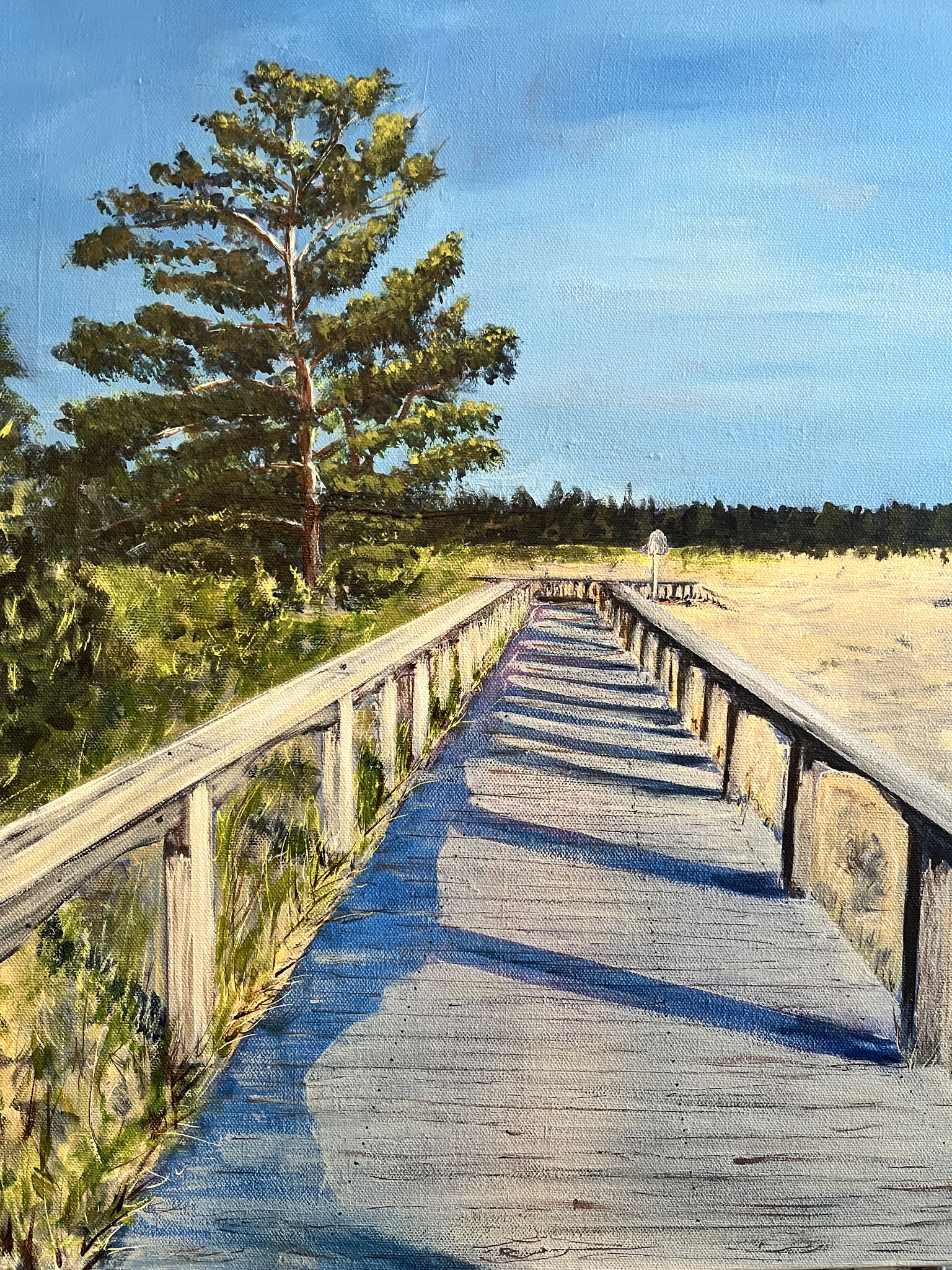 🔴 SOLD! Boardwalk by the Bay, Acrylic, 16 x  20 