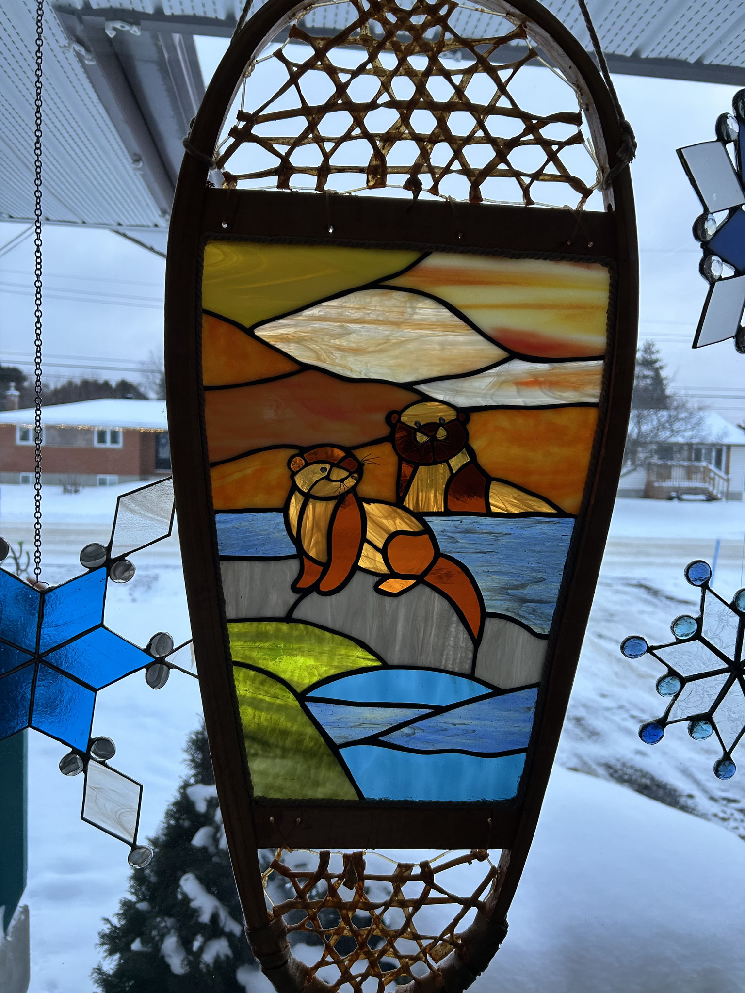 OTTER  FUN 29 x 13 stained glass 
