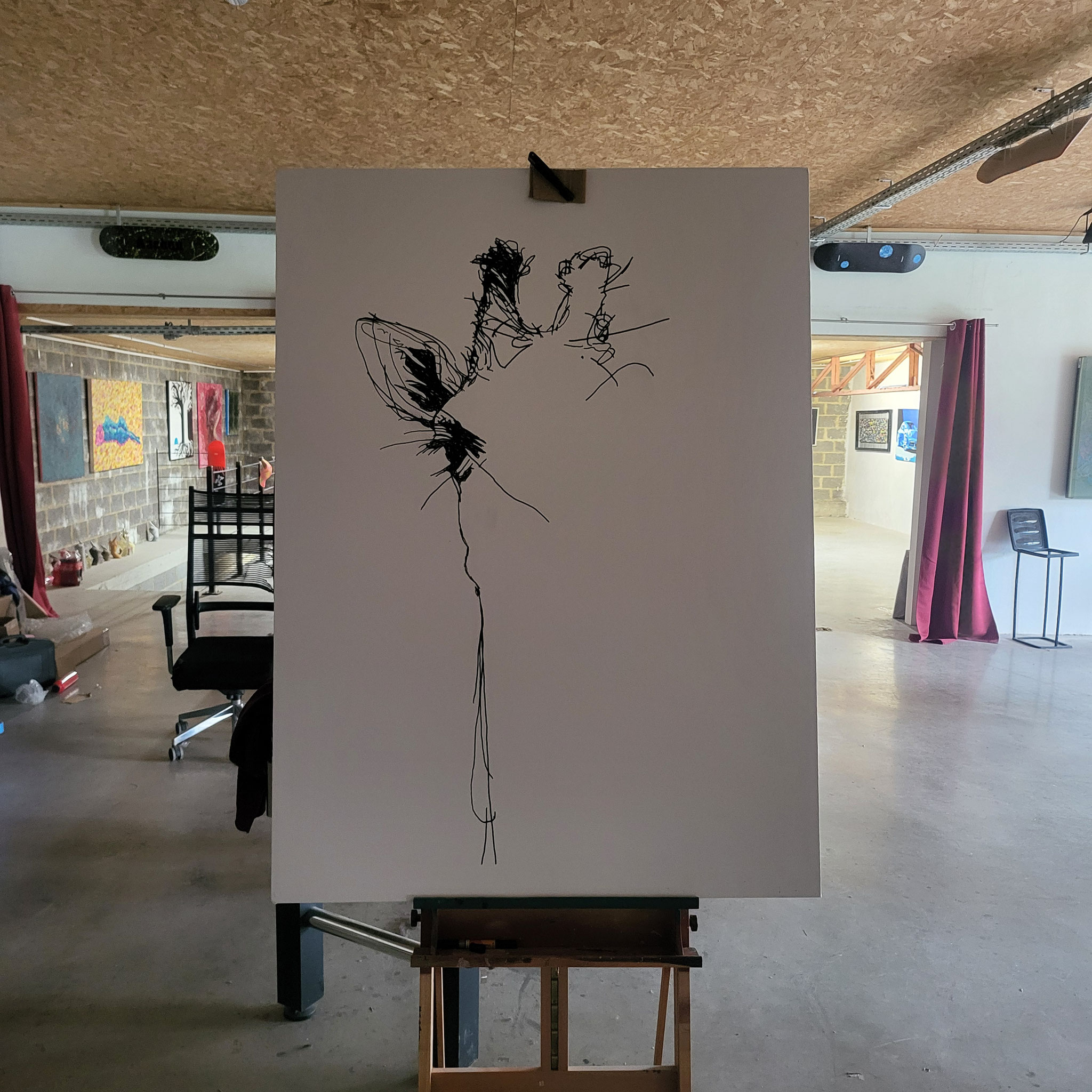 Entstehung von "YELLOW WHIMSY", Künstler Martin Lingens, Giraffe, Wild Sketch Serie