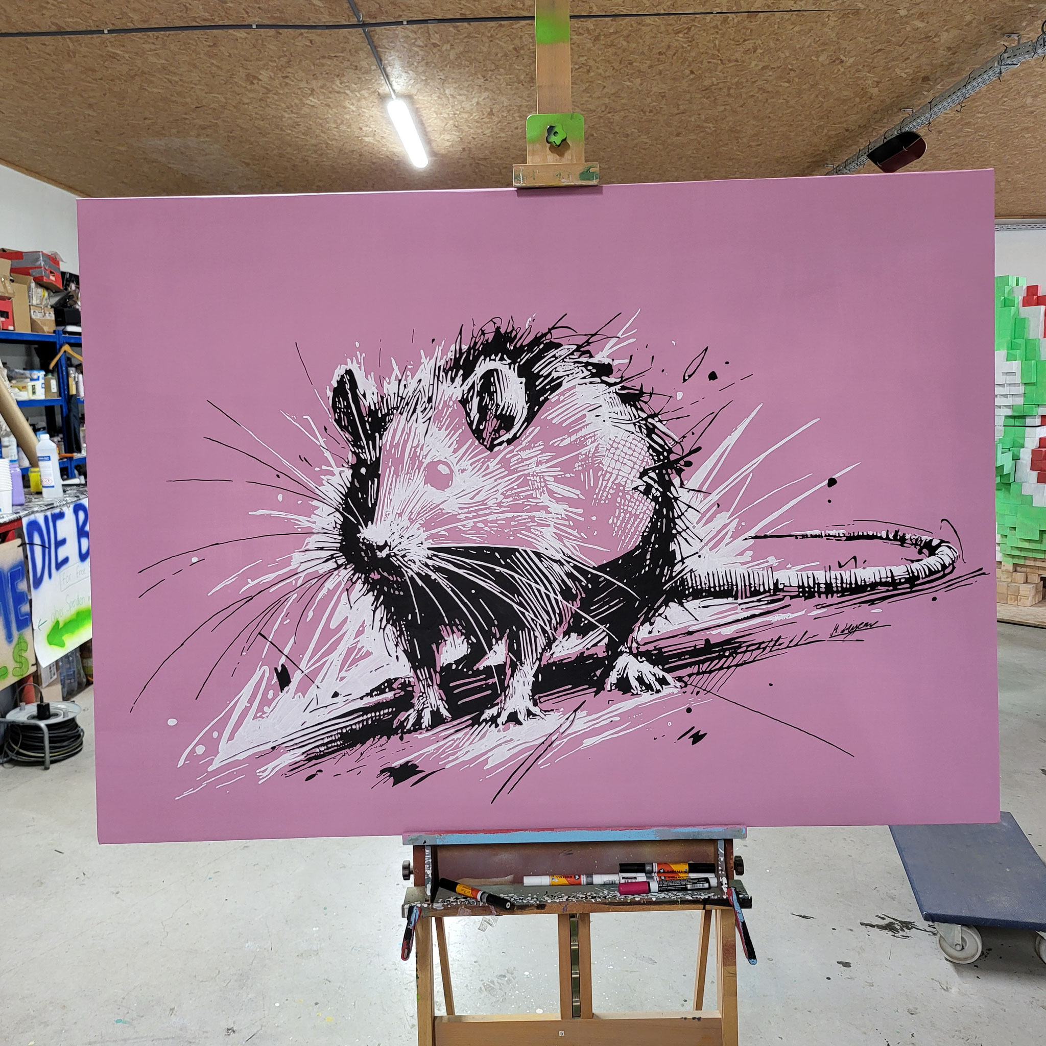 Entstehung von "SEWER SWEETIE", Künstler Martin Lingens, WILD SKETCHES Serie, Ratte