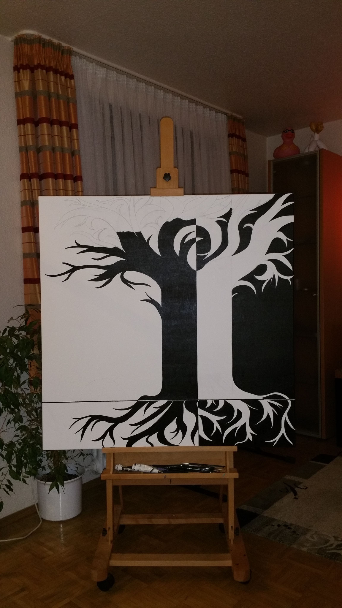 Künstler Martin Lingens, Entstehung vom Kunstwerk "TREES LIVE AT NIGHT"
