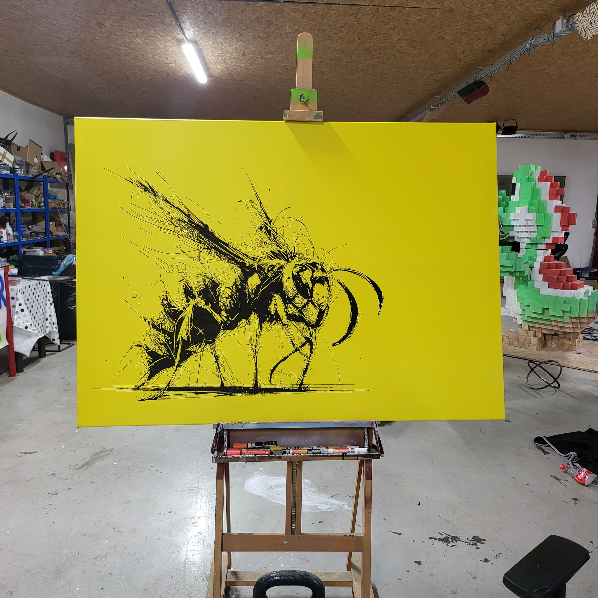 Entstehung von "EN GARDE", Künstler Martin Lingens, WILD SKETCHES Serie, Wespe