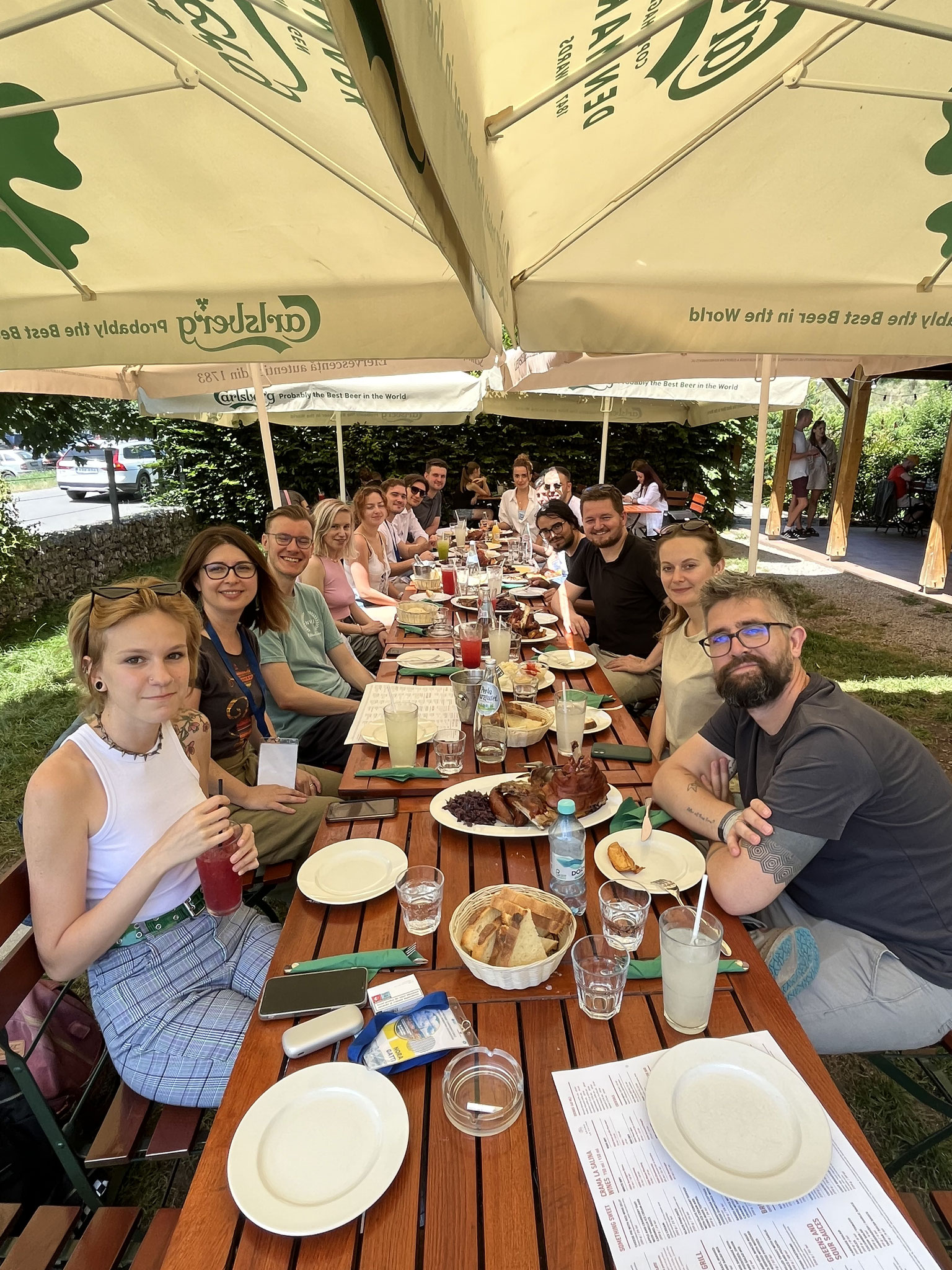 Enjoying traditional food together 