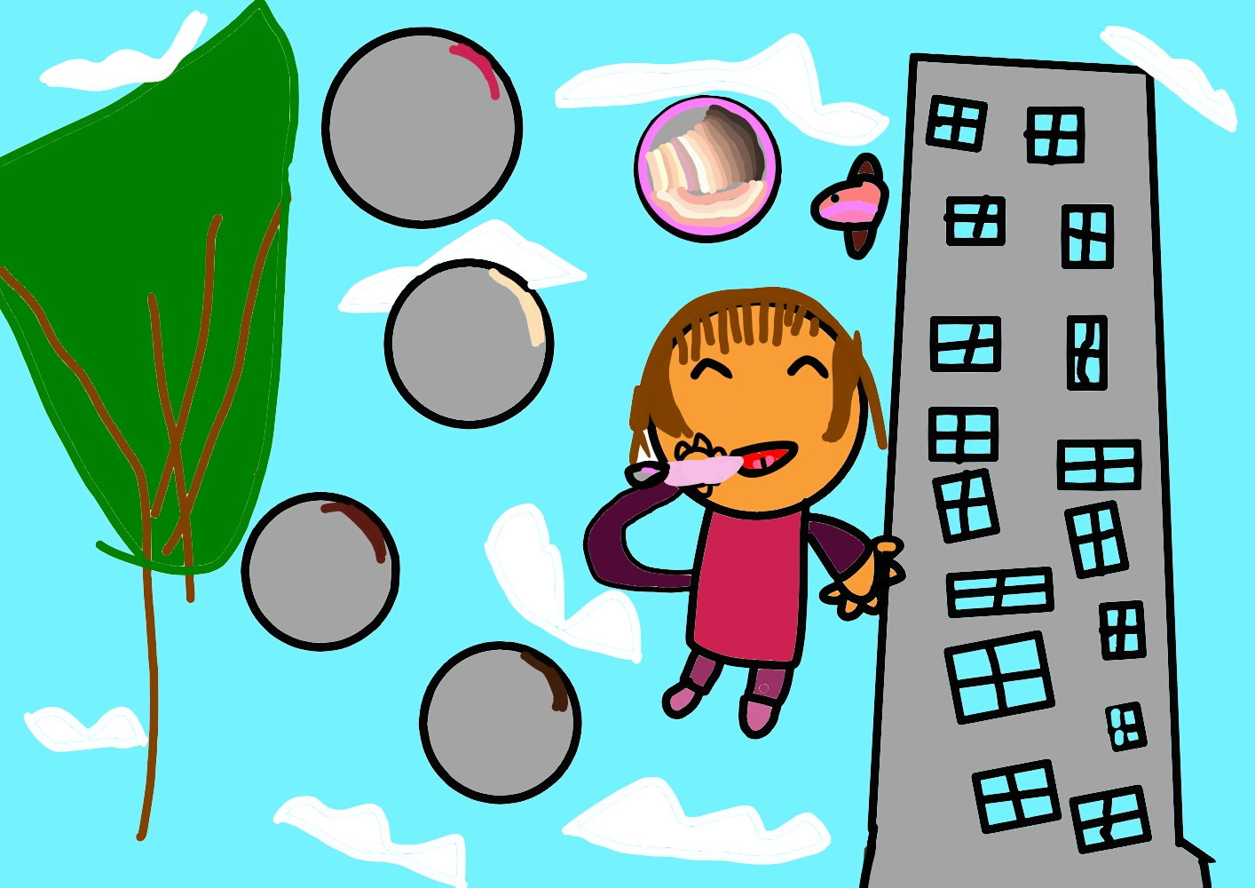 Soap bubble and me (しゃぼんだまとわたし) / Creation date: December 2022 / Age 6