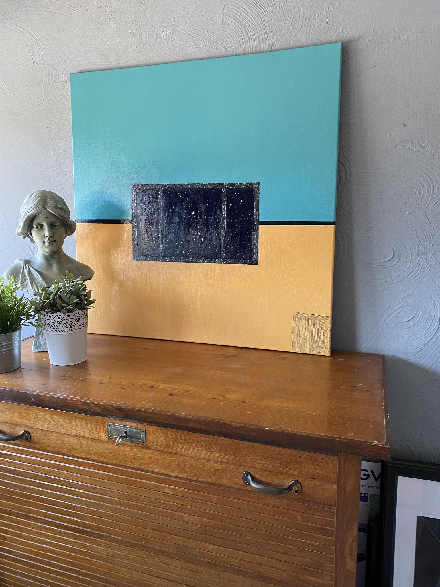 "Sternenfenster"  80x80 ACRYL AUF LEINWAND mit individuellem Sternzeichen  - 750,00 € netto