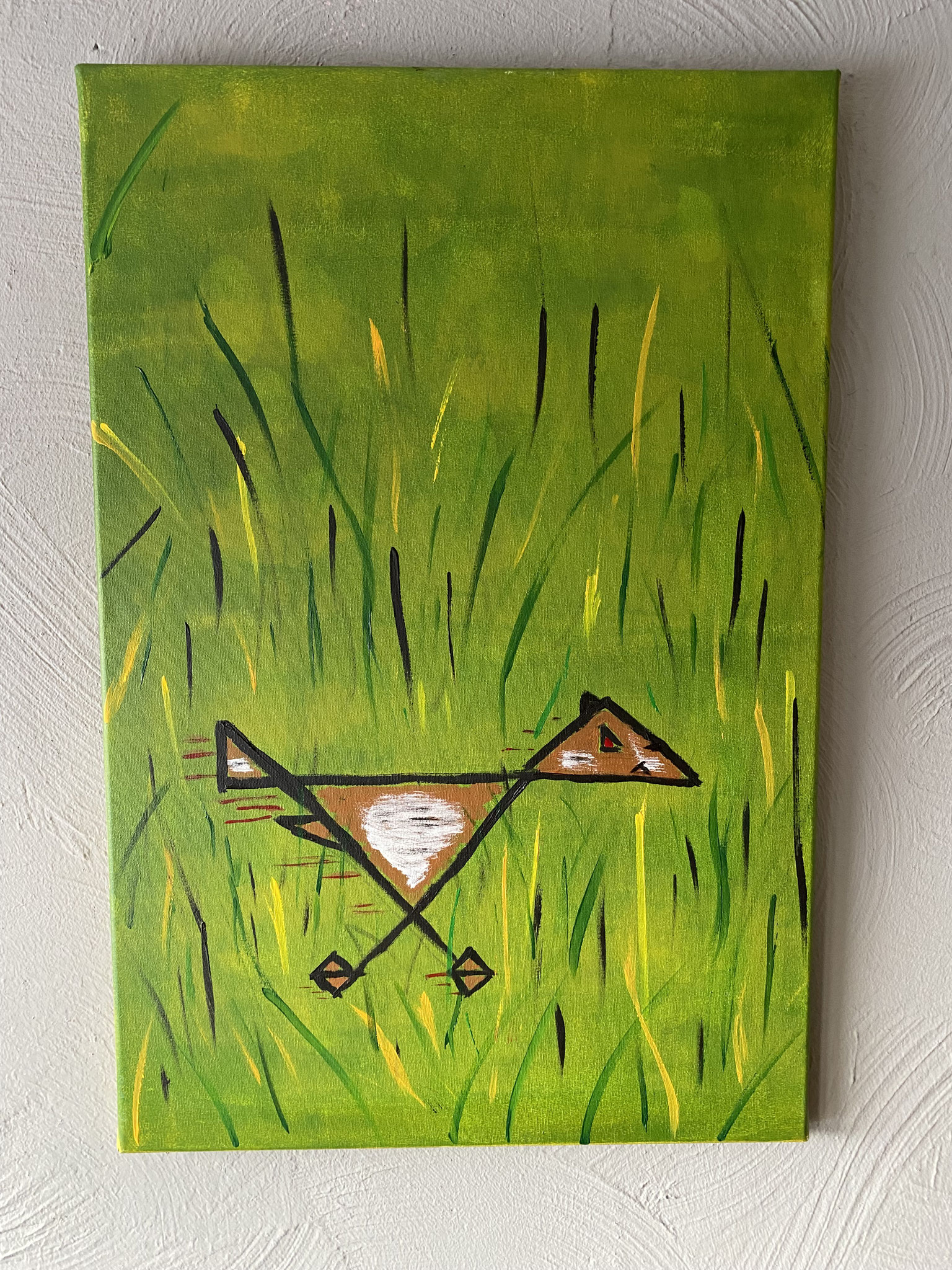 "HUHN AUF DER FLUCHT"  60x40 ACRYL AUF LEINWAND  - 450,00 € netto