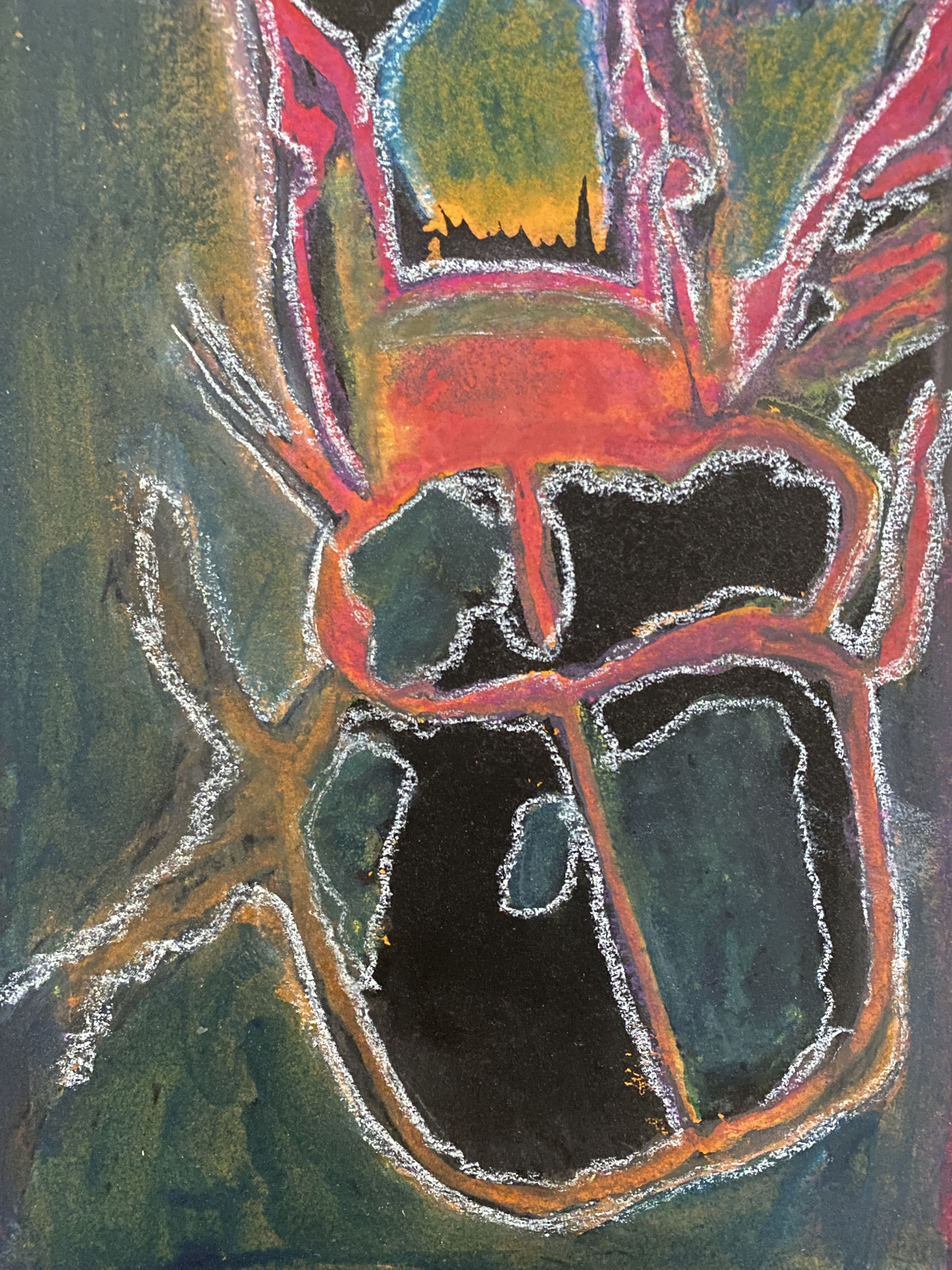 Scarab 21 Gravure rehaussée encre et pastels A4 2025 Vendu
