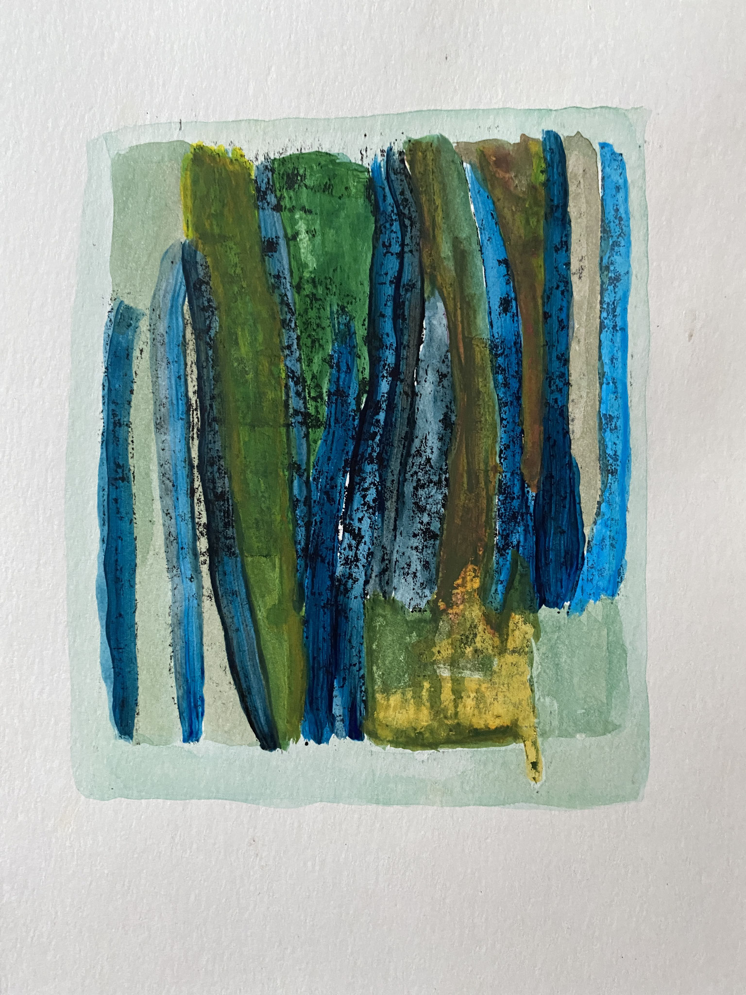 Laisse de mer gravure sur carton rehaussée à l'acrylique 30x30 (encadré blanc) 2024 Vendue